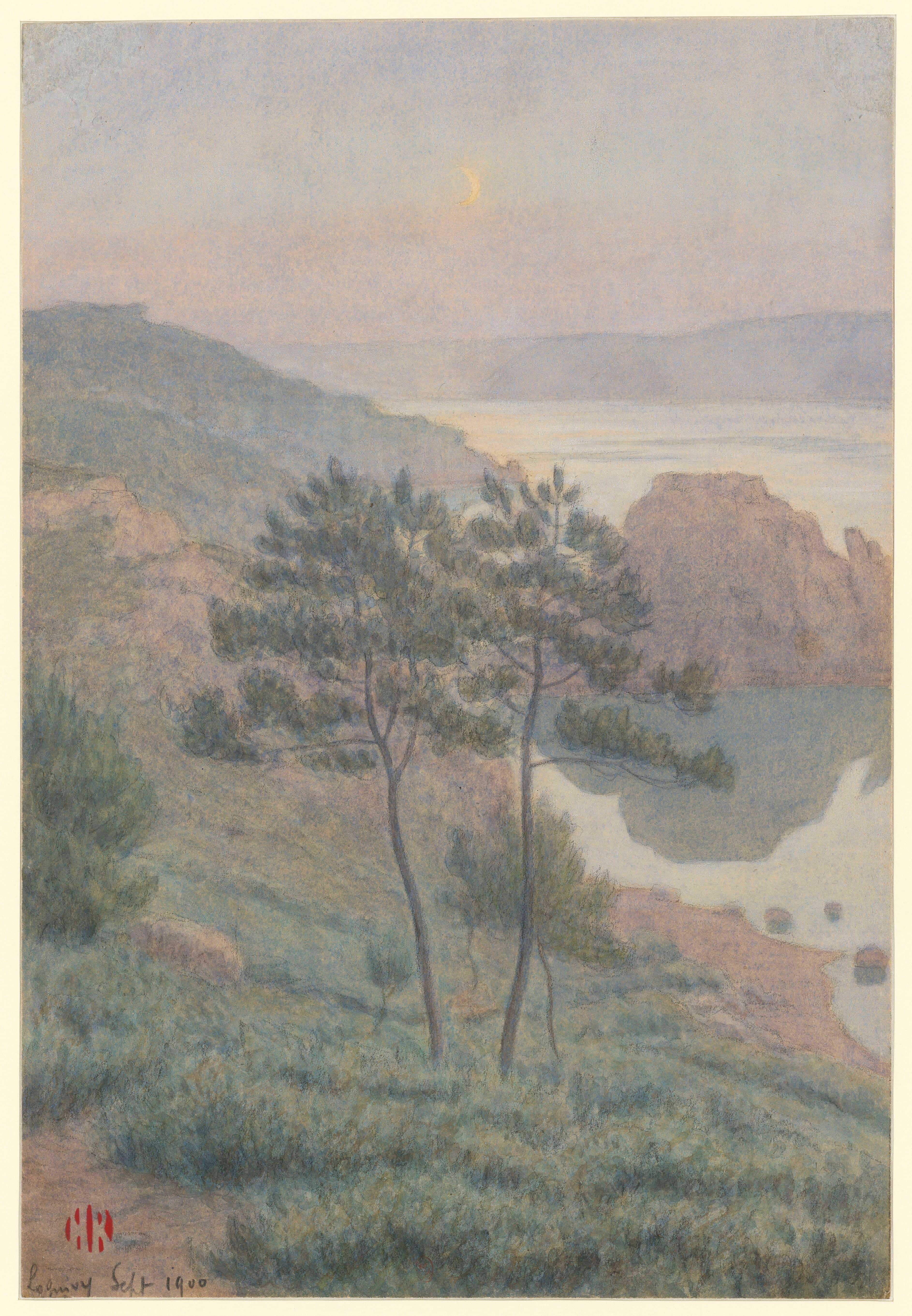 《洛吉维，雾中第一区，兰迪里》（Loguivy, first district in the mist, Landiri）｜亨利·里维埃 Henri Rivière｜1900