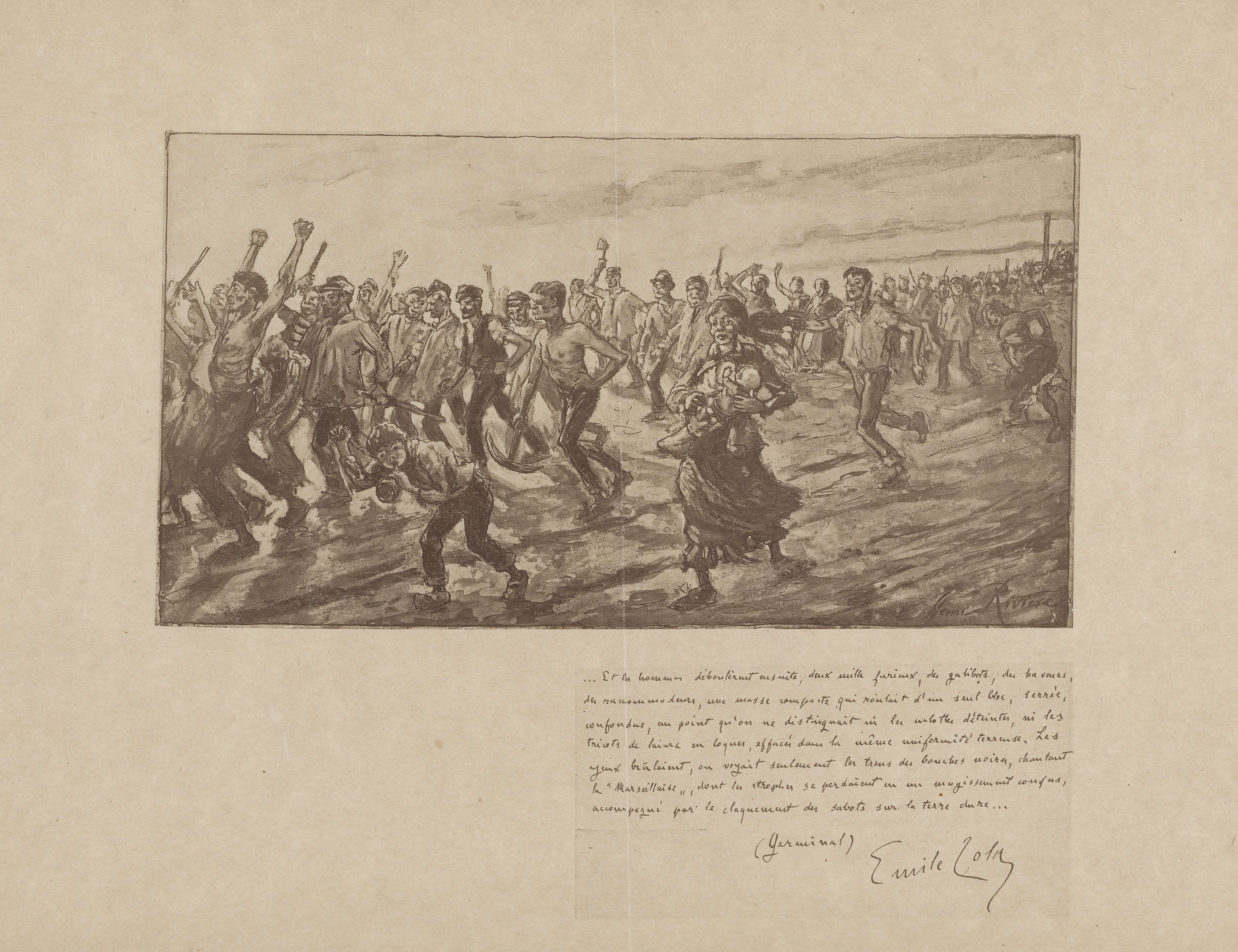 《工人起义（萌芽）》（The Workers' Revolt (Germinal)）｜亨利·里维埃 Henri Rivière｜1900