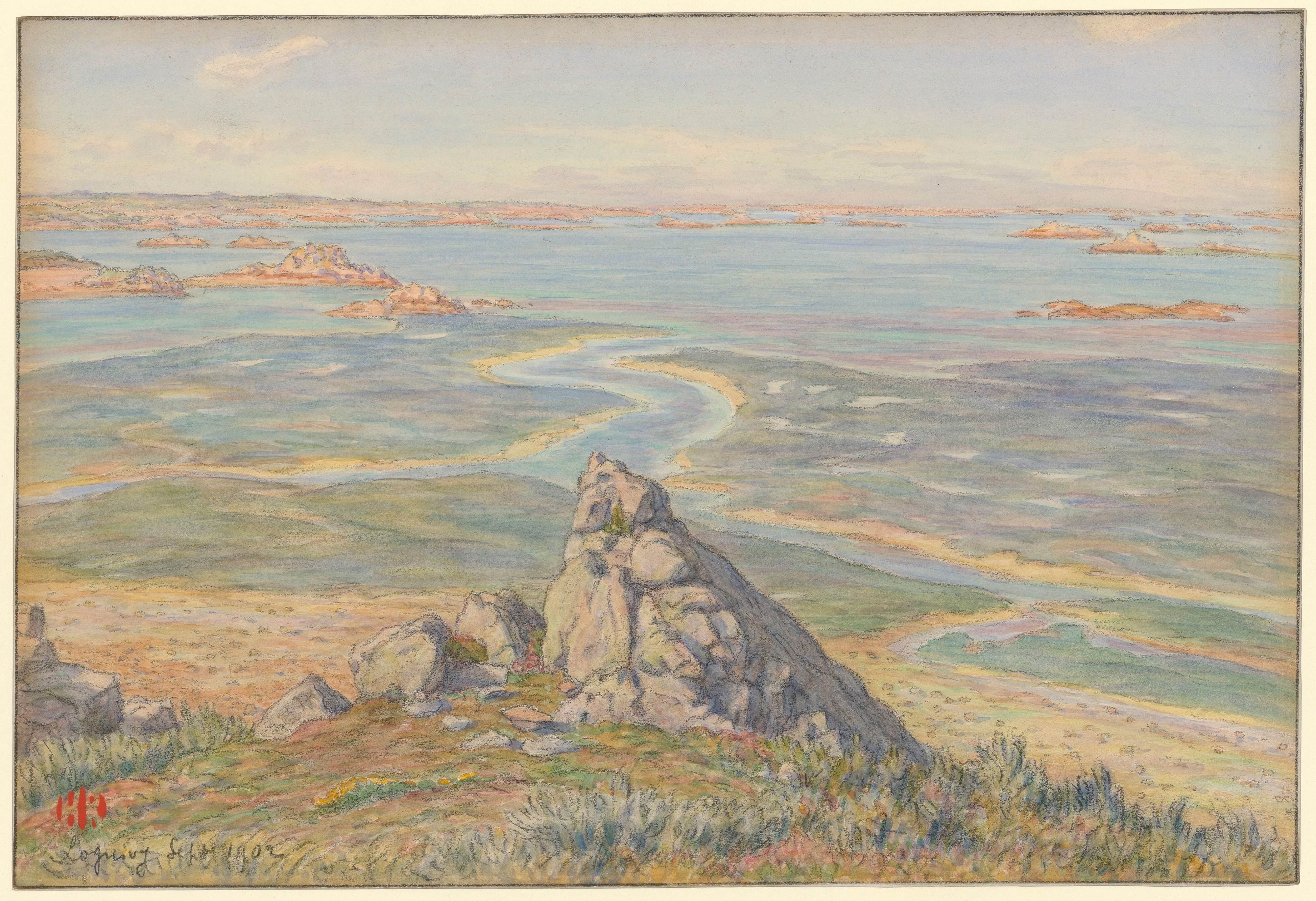 《洛吉维 (Loguivy)，劳奈湾》（Loguivy, the bay of Launay）｜亨利·里维埃 Henri Rivière｜1902