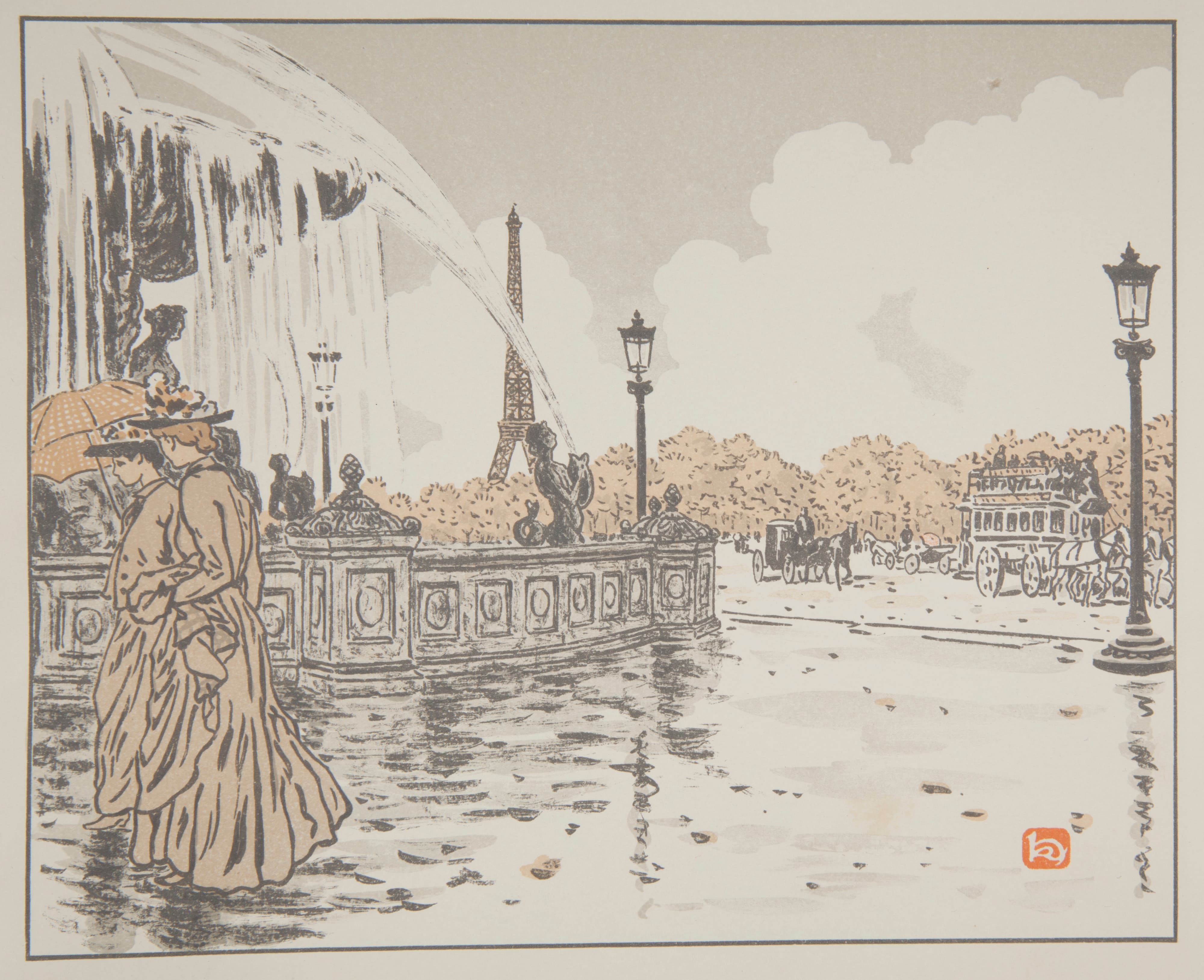 《从协和广场出发》（From the place de la Concorde）｜亨利·里维埃 Henri Rivière｜1902
