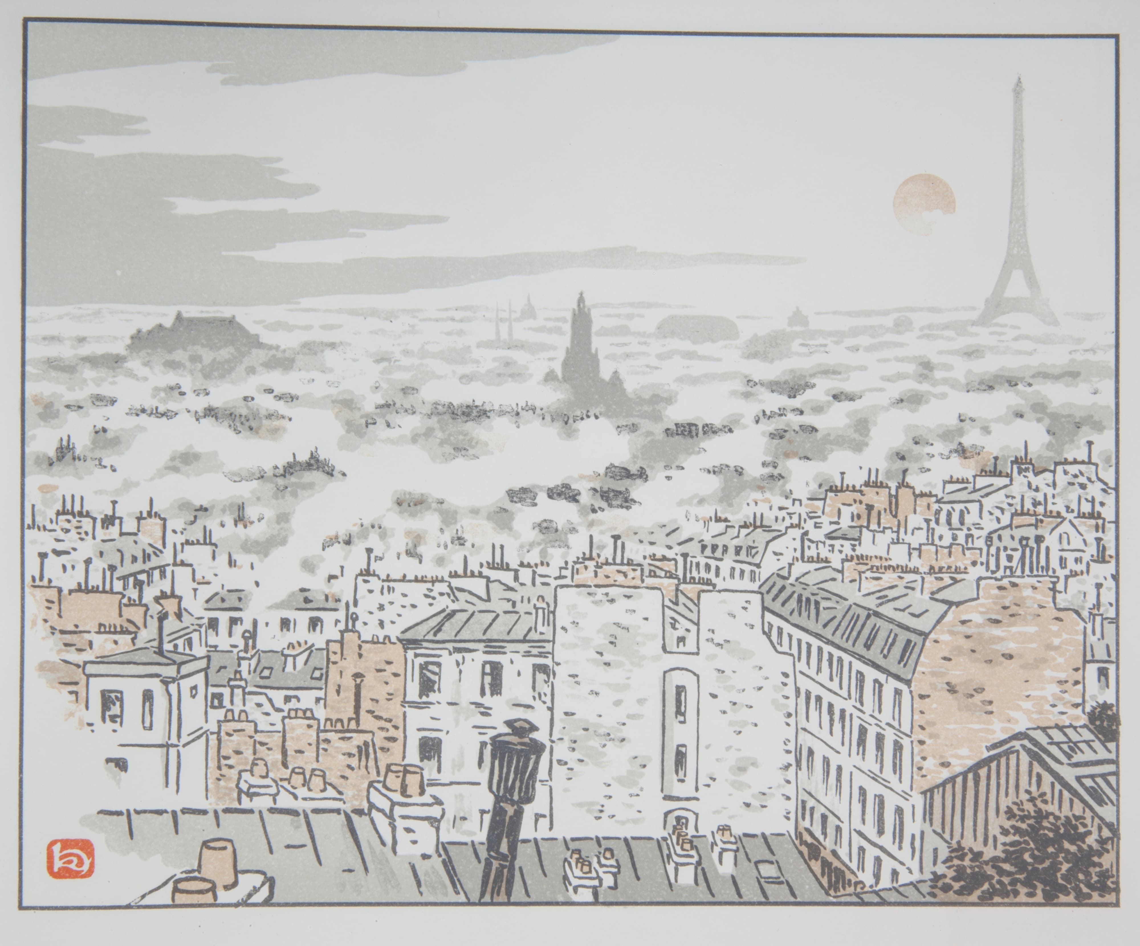 《从阿贝塞斯街 (rue des Abesses)》（From the rue des Abesses）｜亨利·里维埃 Henri Rivière｜1902
