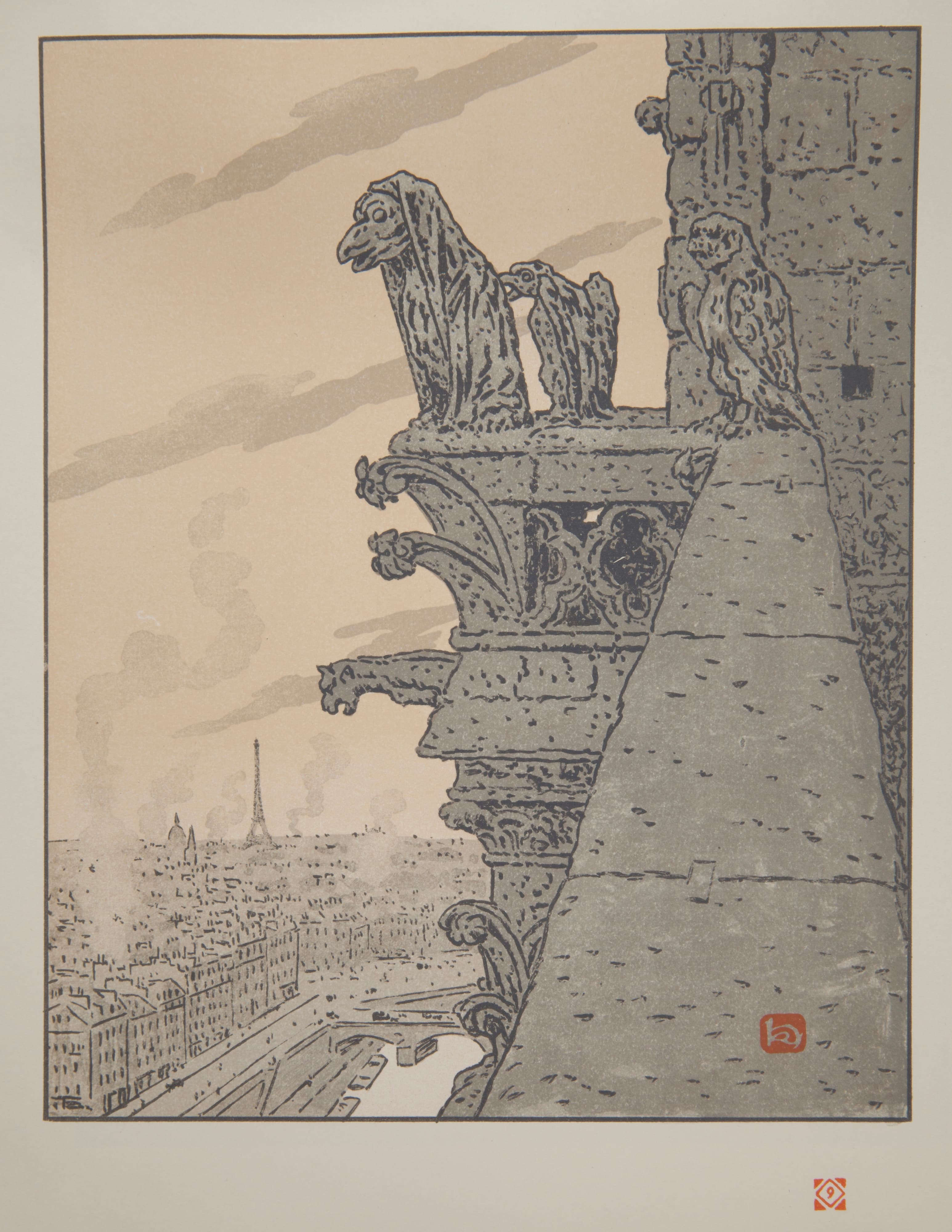 《从巴黎圣母院出发》（From Notre Dame）｜亨利·里维埃 Henri Rivière｜1902