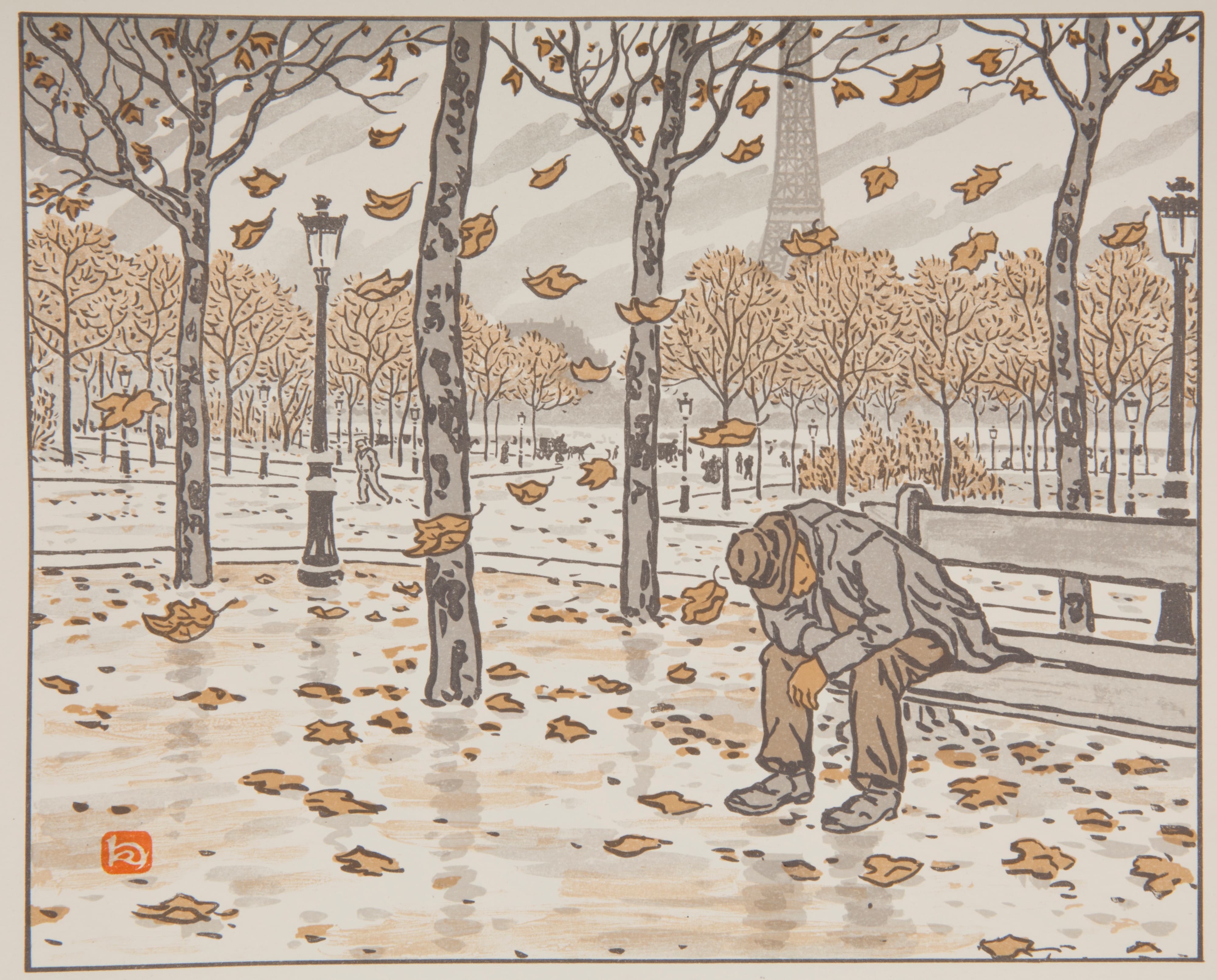 《秋季特罗卡德罗花园》（Trocadero Gardens, l'autonme）｜亨利·里维埃 Henri Rivière｜1902