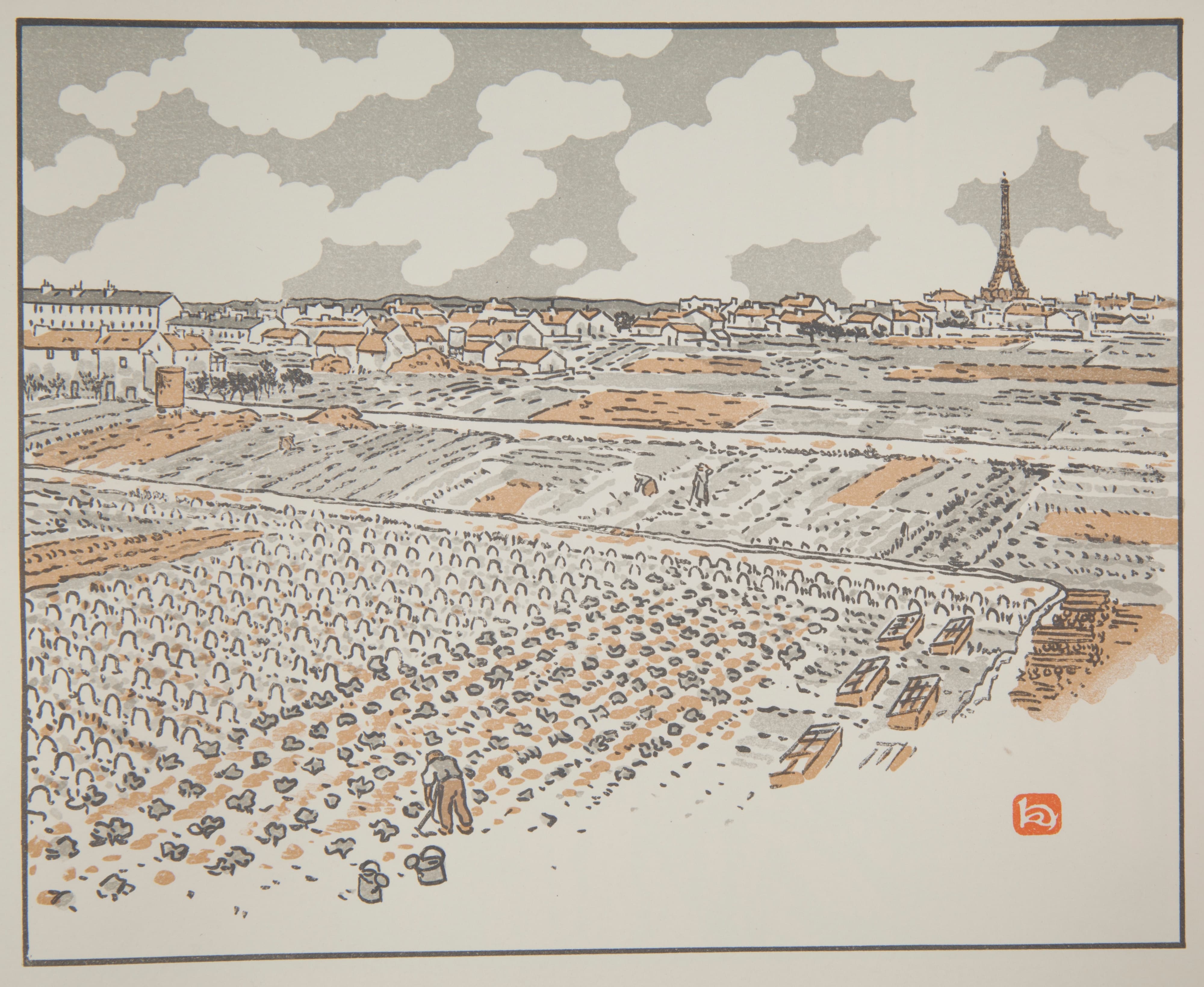 《格勒内尔 (Grenenelle) 的市场花园》（Market gardens of Grenenelle）｜亨利·里维埃 Henri Rivière｜1902