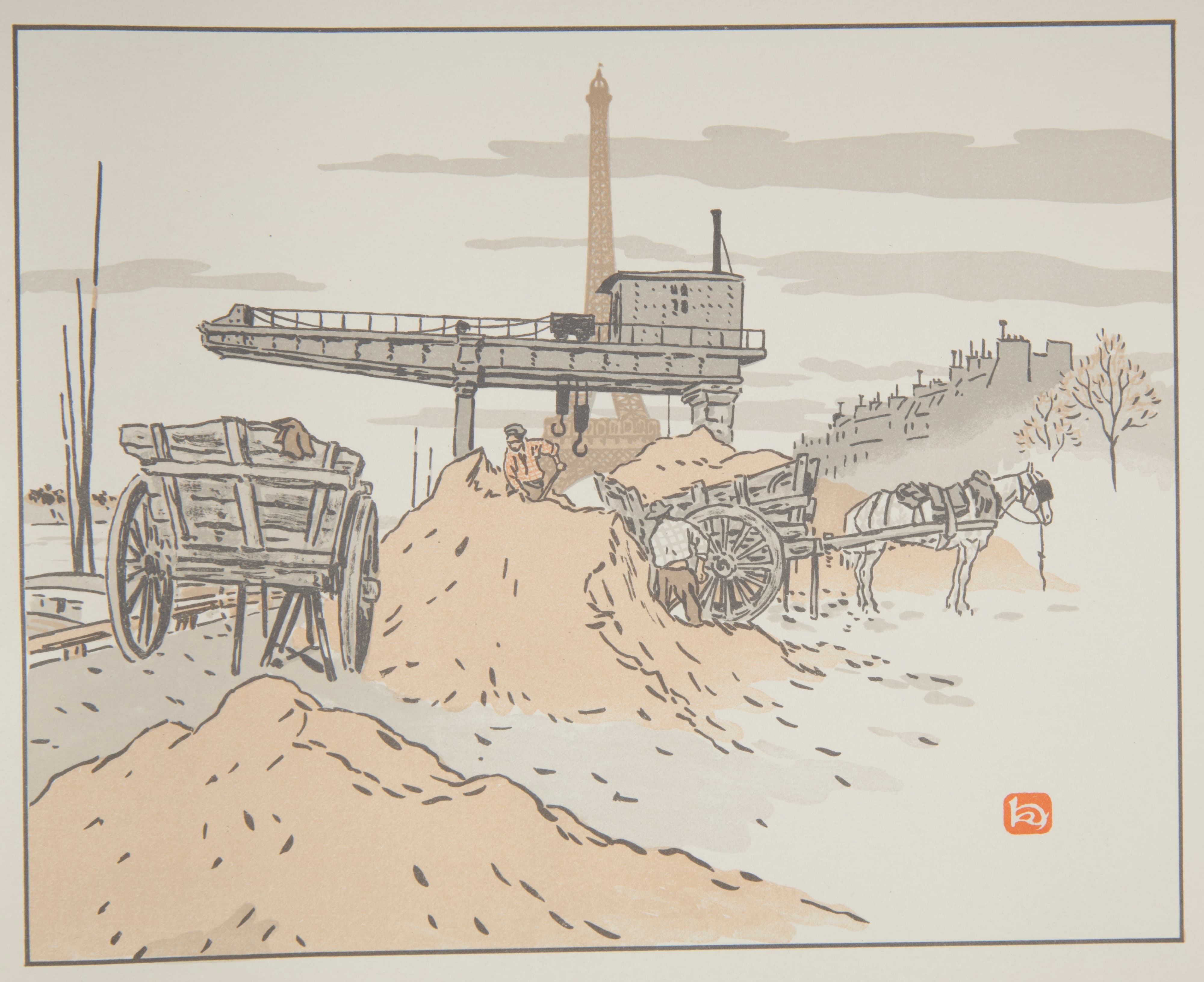 《从格勒内勒码头眺望》（From the Quai de Grenelle）｜亨利·里维埃 Henri Rivière｜1902