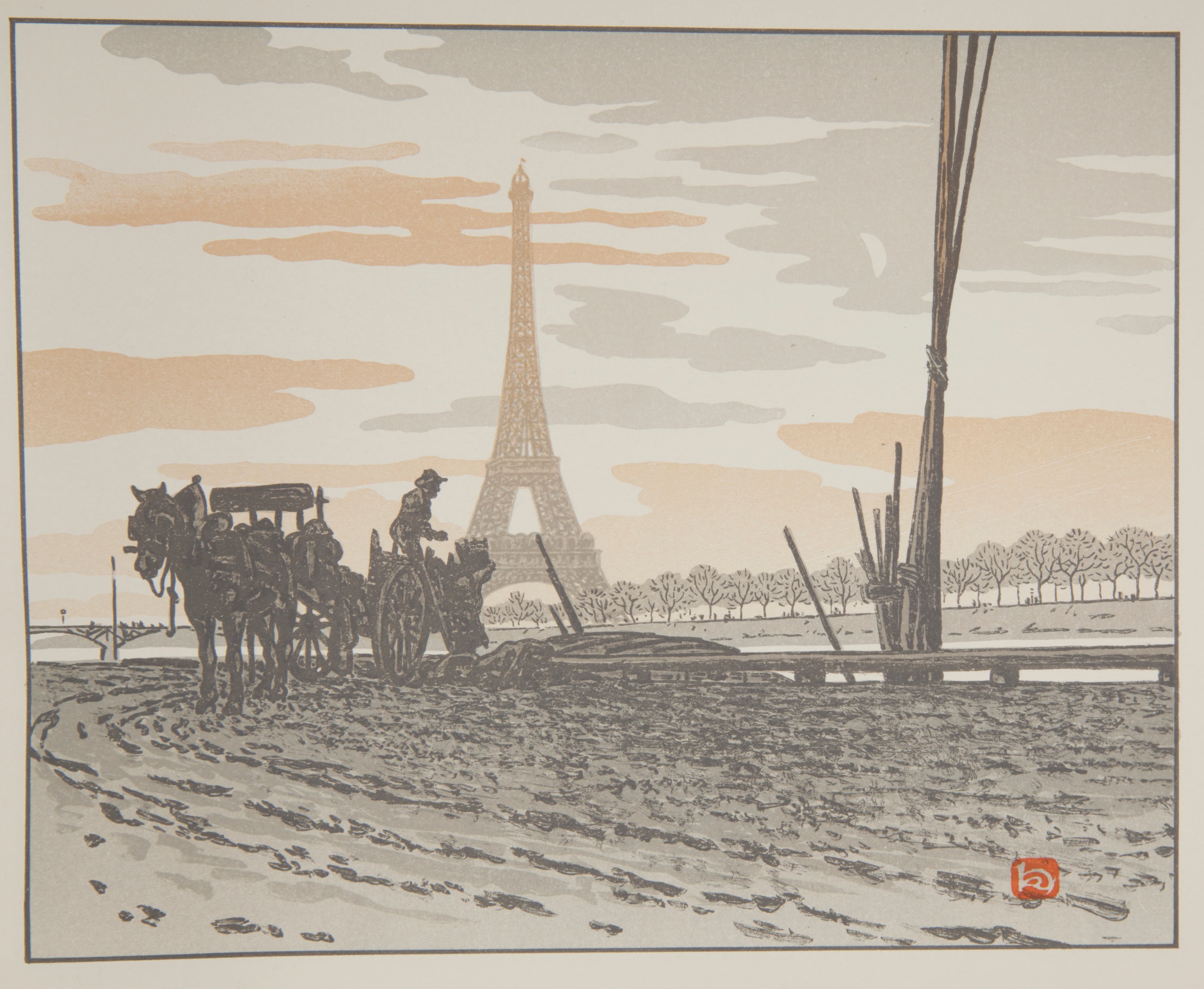 《来自 Quai de Pasy – Charboniers》（From the Quai de Pasy – Charboniers）｜亨利·里维埃 Henri Rivière｜1902
