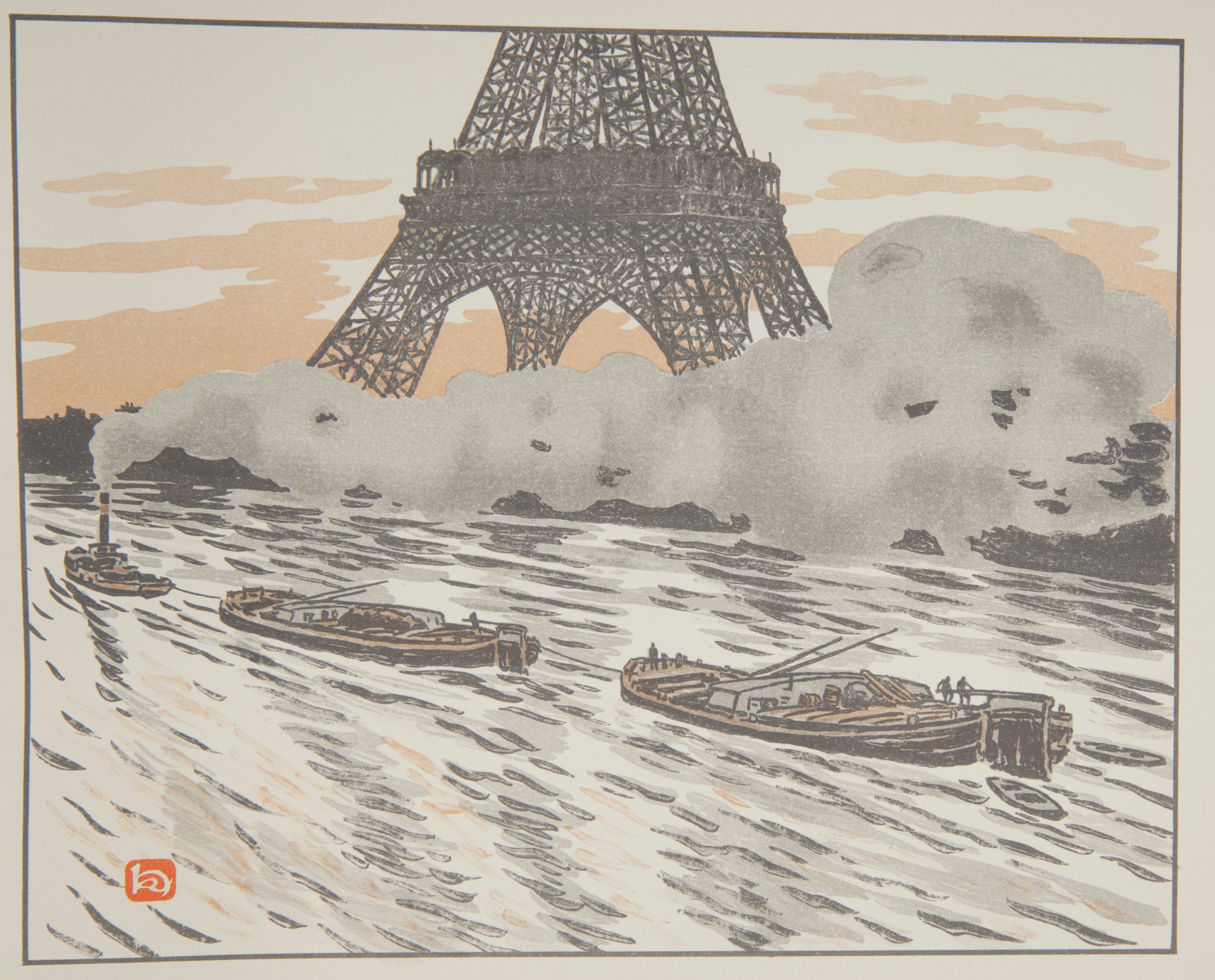 《驳船》（The barges）｜亨利·里维埃 Henri Rivière｜1902
