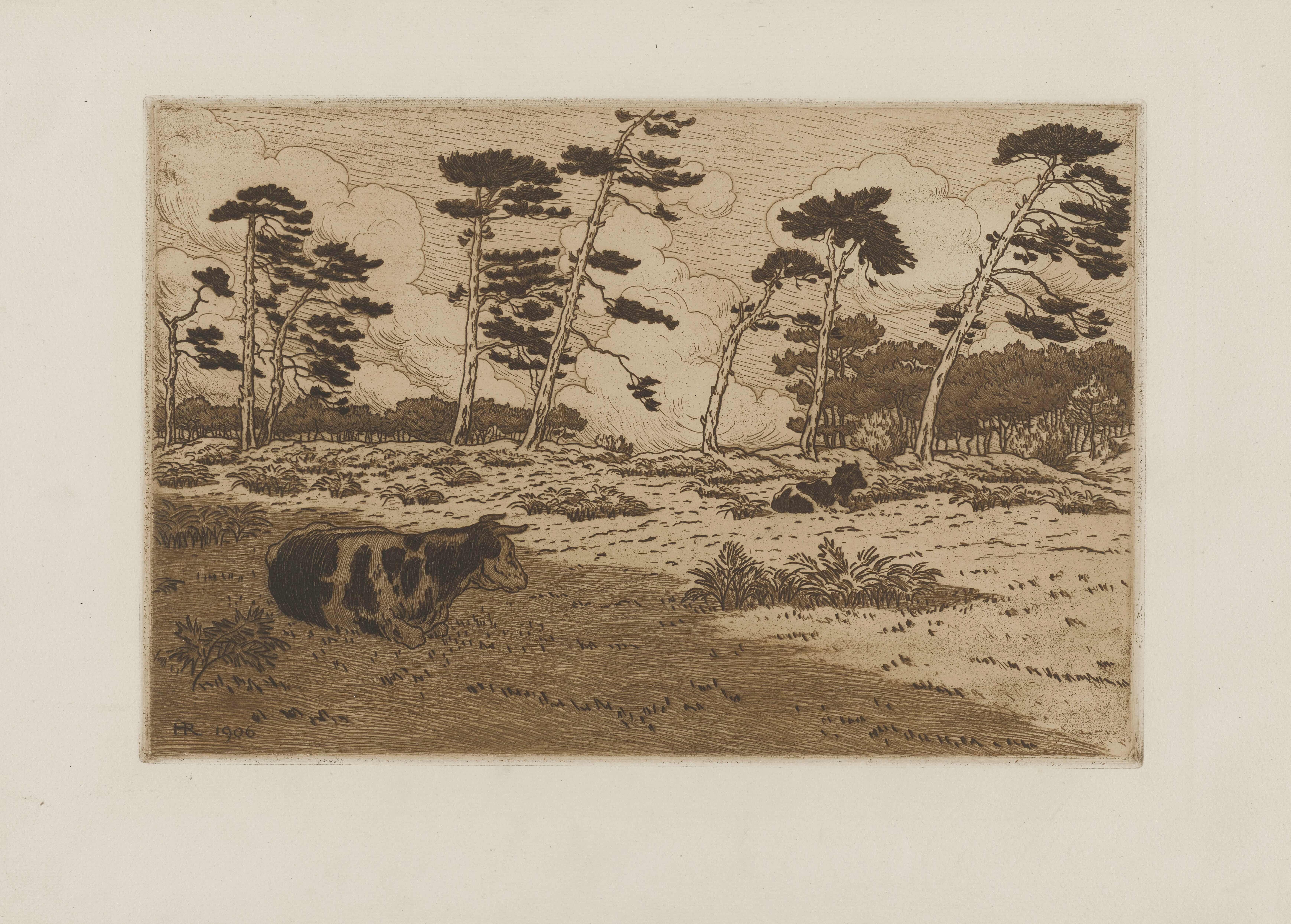 《松树成荫的土地》（The Land lined with pine trees）｜亨利·里维埃 Henri Rivière｜1906