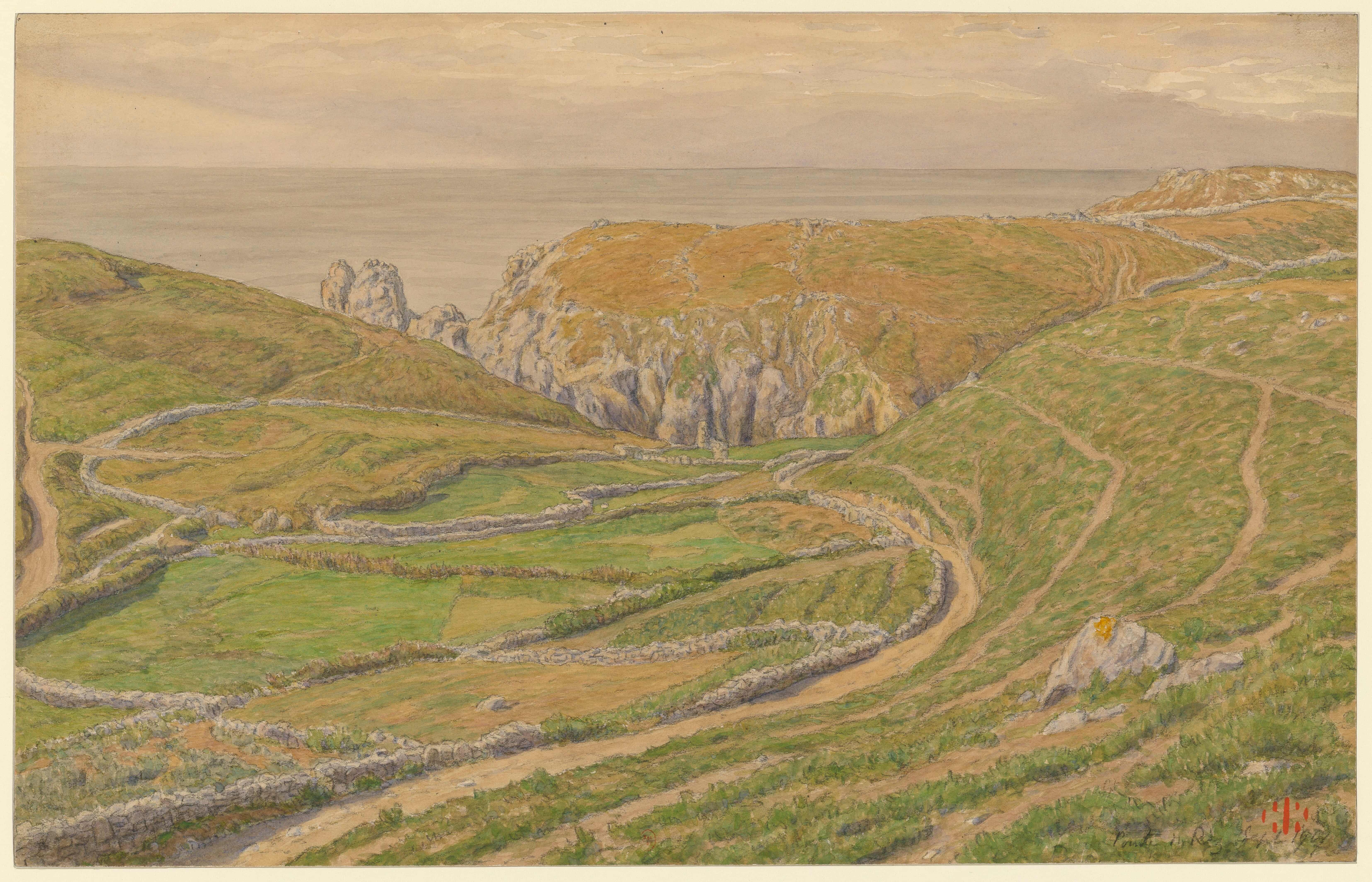 《Pointe du Raz，拉兹角附近的山谷》（Pointe du Raz, valley near Pointe du Raz）｜亨利·里维埃 Henri Rivière｜1907