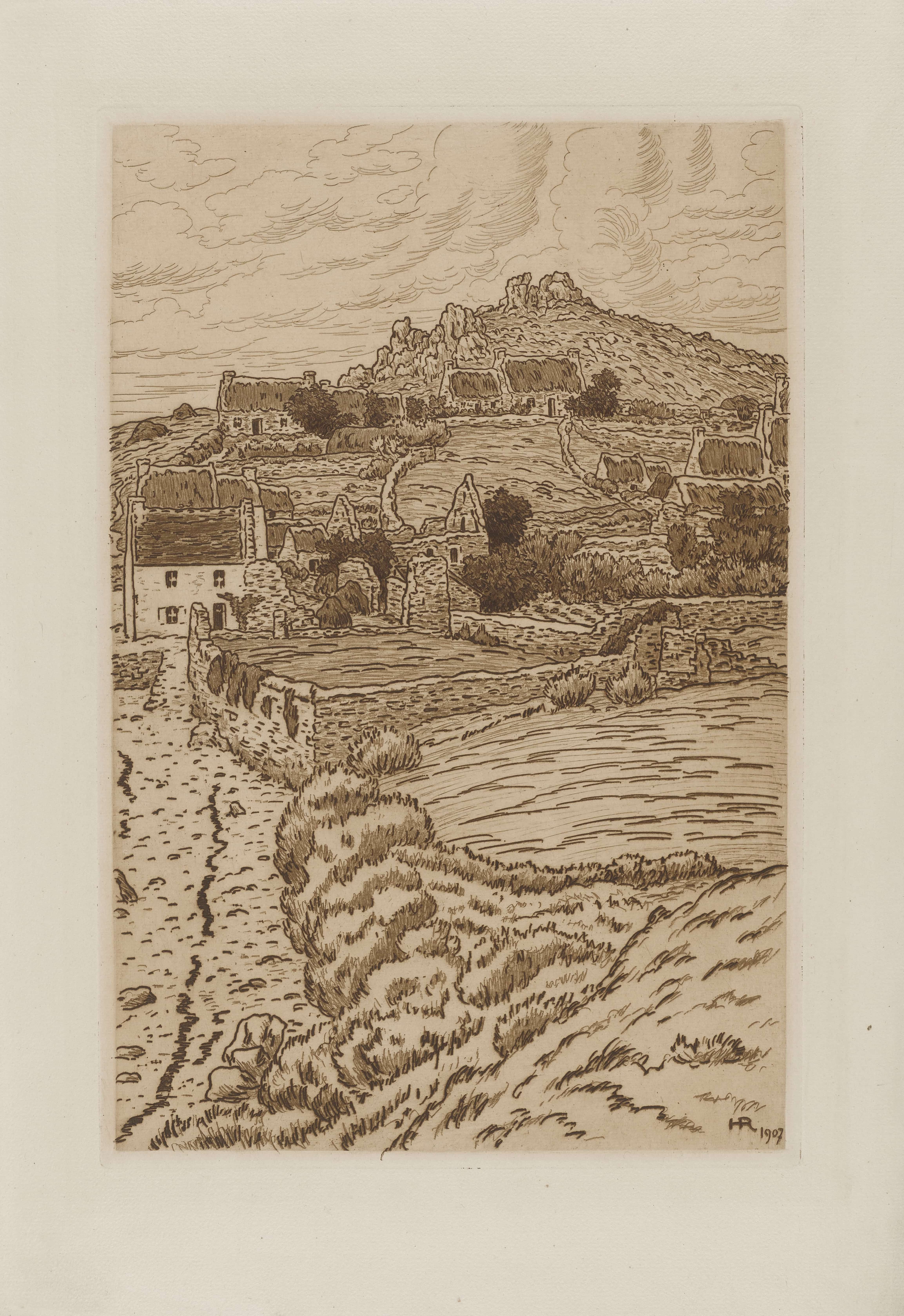 《从下面看罗克·洛斯奎特》（Roc Losquet seen from below）｜亨利·里维埃 Henri Rivière｜1907