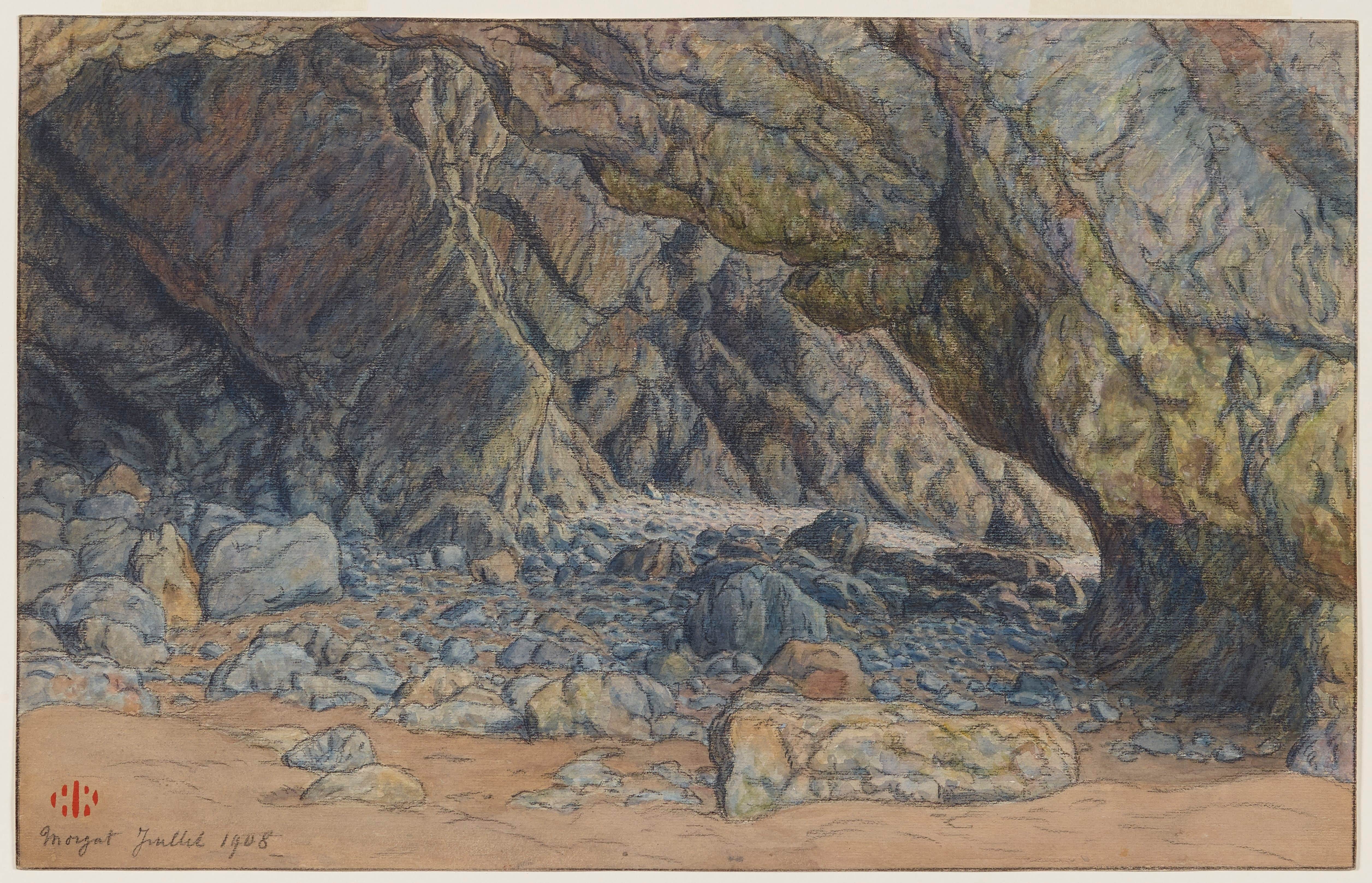 《莫加特洞穴》（Caves of Morgat）｜亨利·里维埃 Henri Rivière｜1908