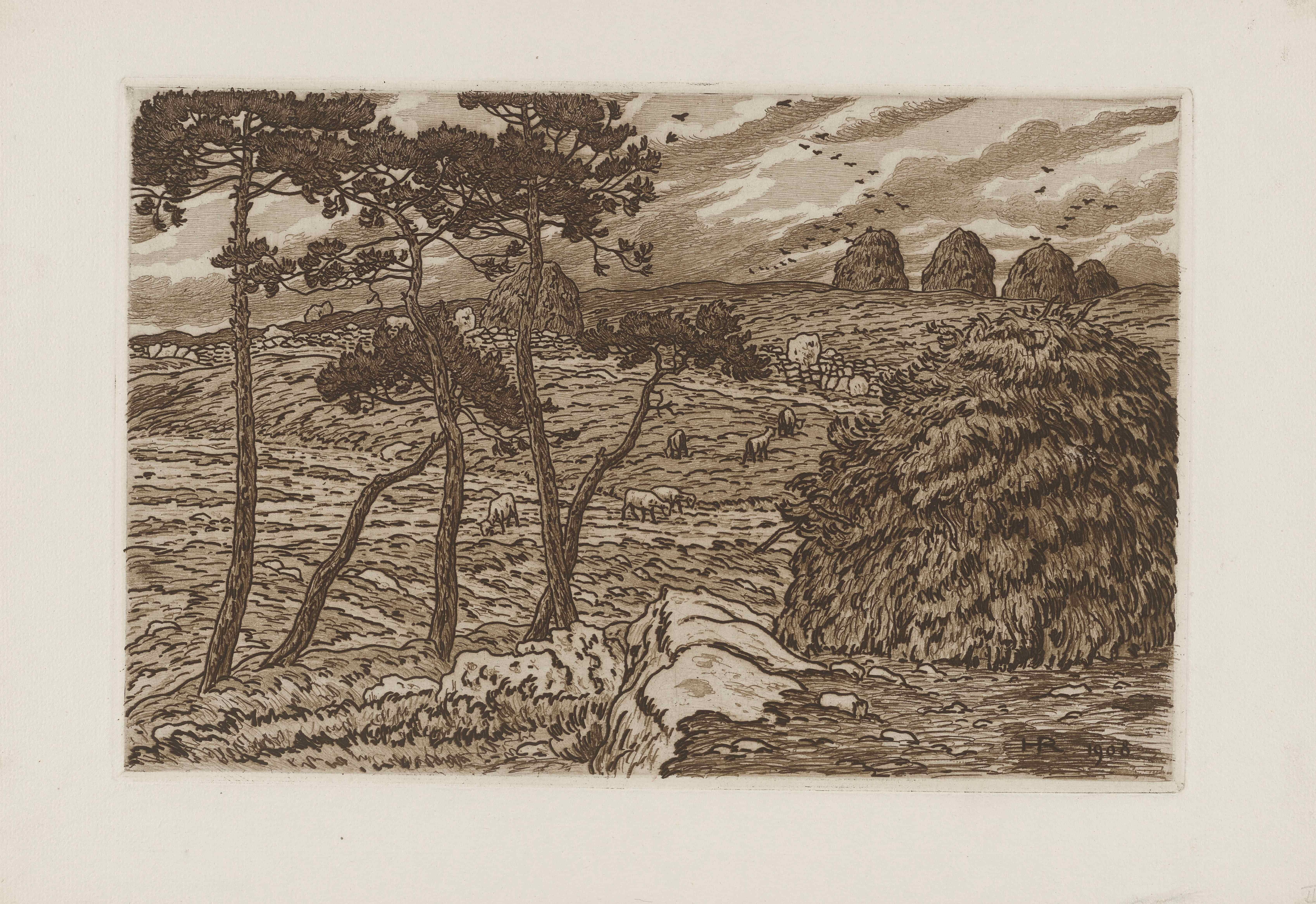 《金雀花磨石》（The gorse millstones）｜亨利·里维埃 Henri Rivière｜1908