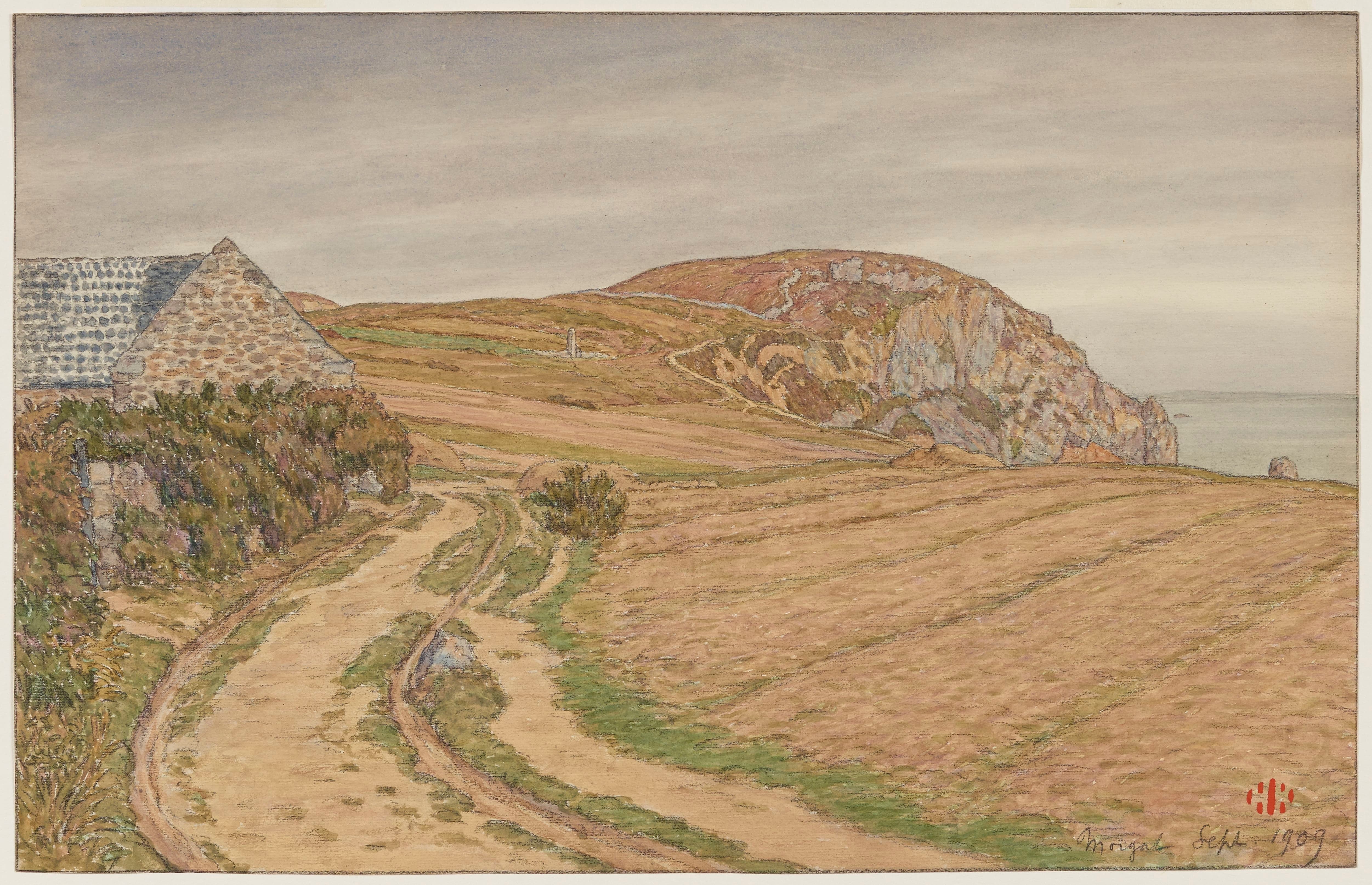 《Chemin de l’Esquiffinec。莫加特》（Chemin de l’Esquiffinec. Morgat）｜亨利·里维埃 Henri Rivière｜1909