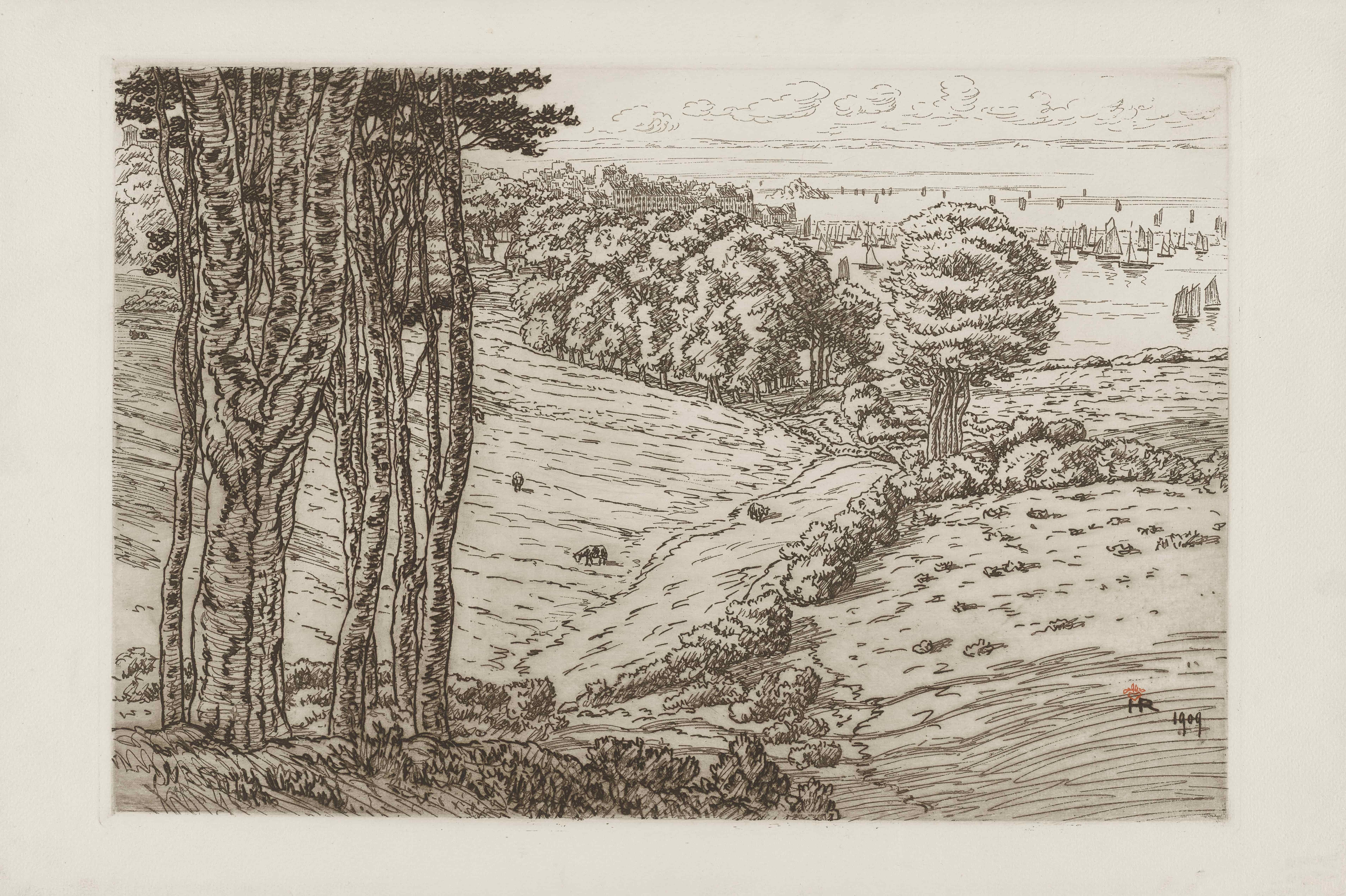 《杜阿纳内斯湾》（Bay of Douarnenez）｜亨利·里维埃 Henri Rivière｜1909