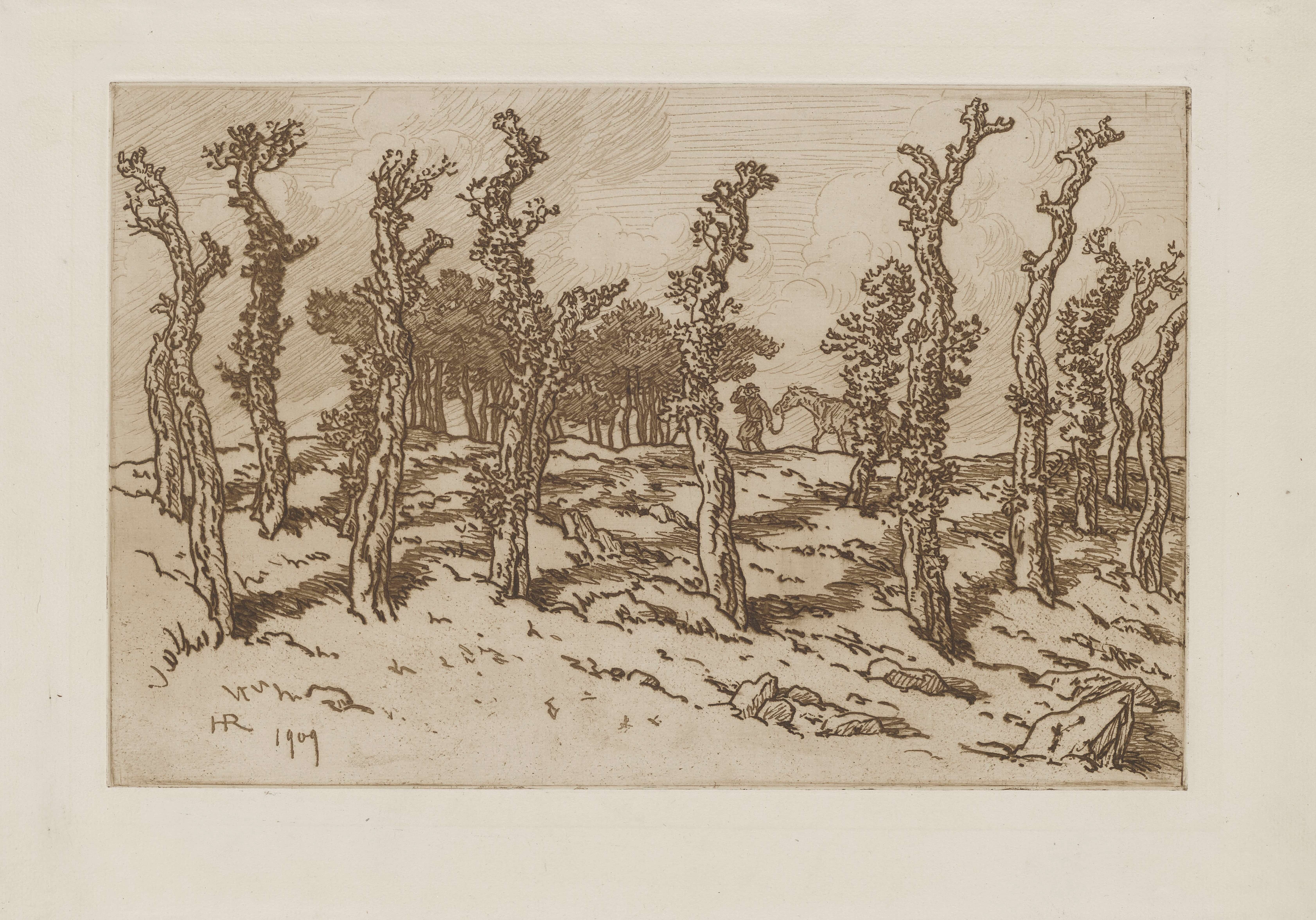 《砍伐的橡树》（The cut oaks）｜亨利·里维埃 Henri Rivière｜1909