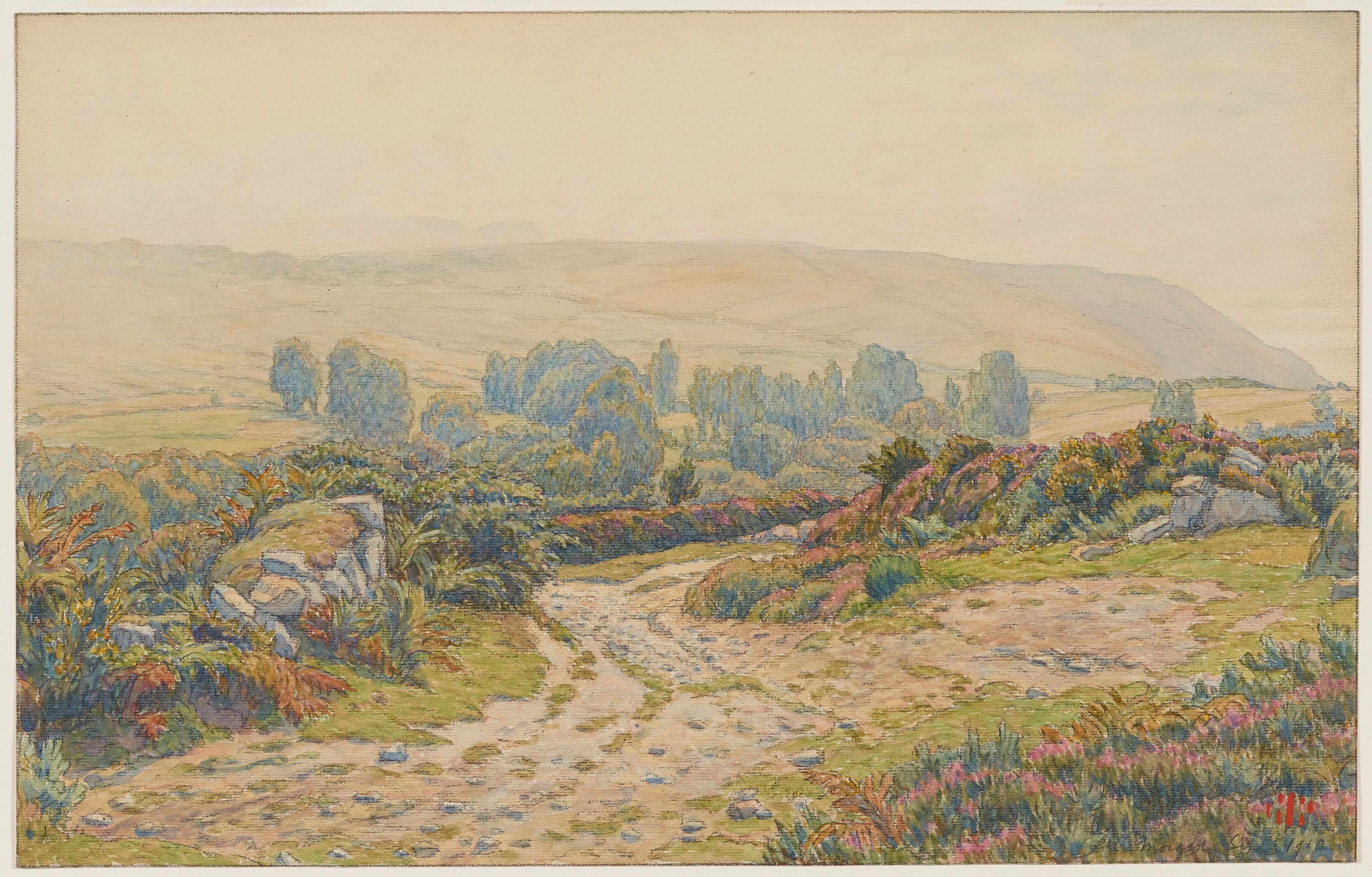 《雾和露。 Pors Léonnec 地区。莫加特》（Mist and dew. Landes of Pors Léonnec. Morgat）｜亨利·里维埃 Henri Rivière｜1910