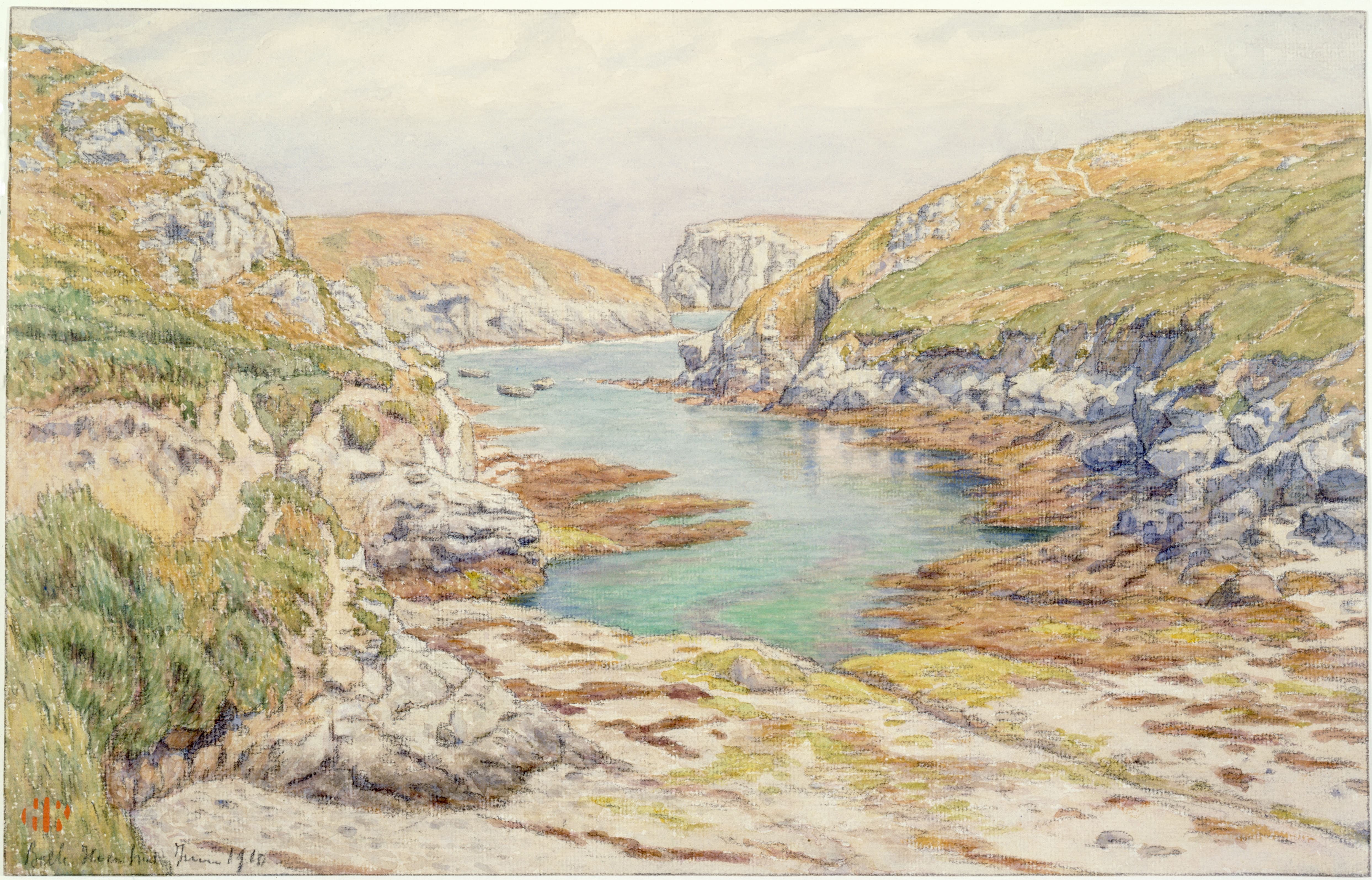《斯特豪恩河-旺。美丽岛》（Sterhouen River-Ouen. Belle-Isle-en-mer）｜亨利·里维埃 Henri Rivière｜1910