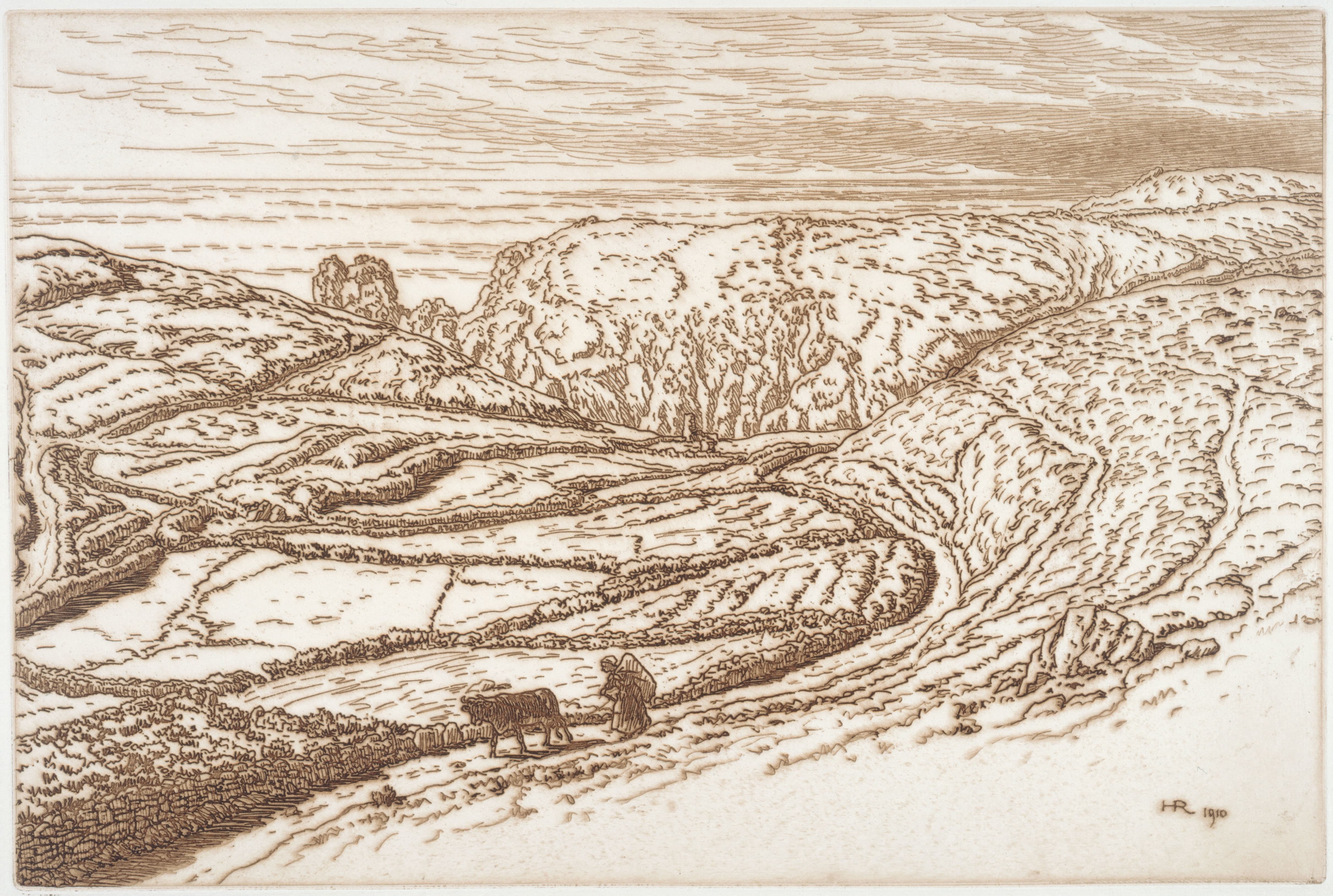 《Pointe du Raz 附近的山谷》（Valley near Pointe du Raz）｜亨利·里维埃 Henri Rivière｜1910