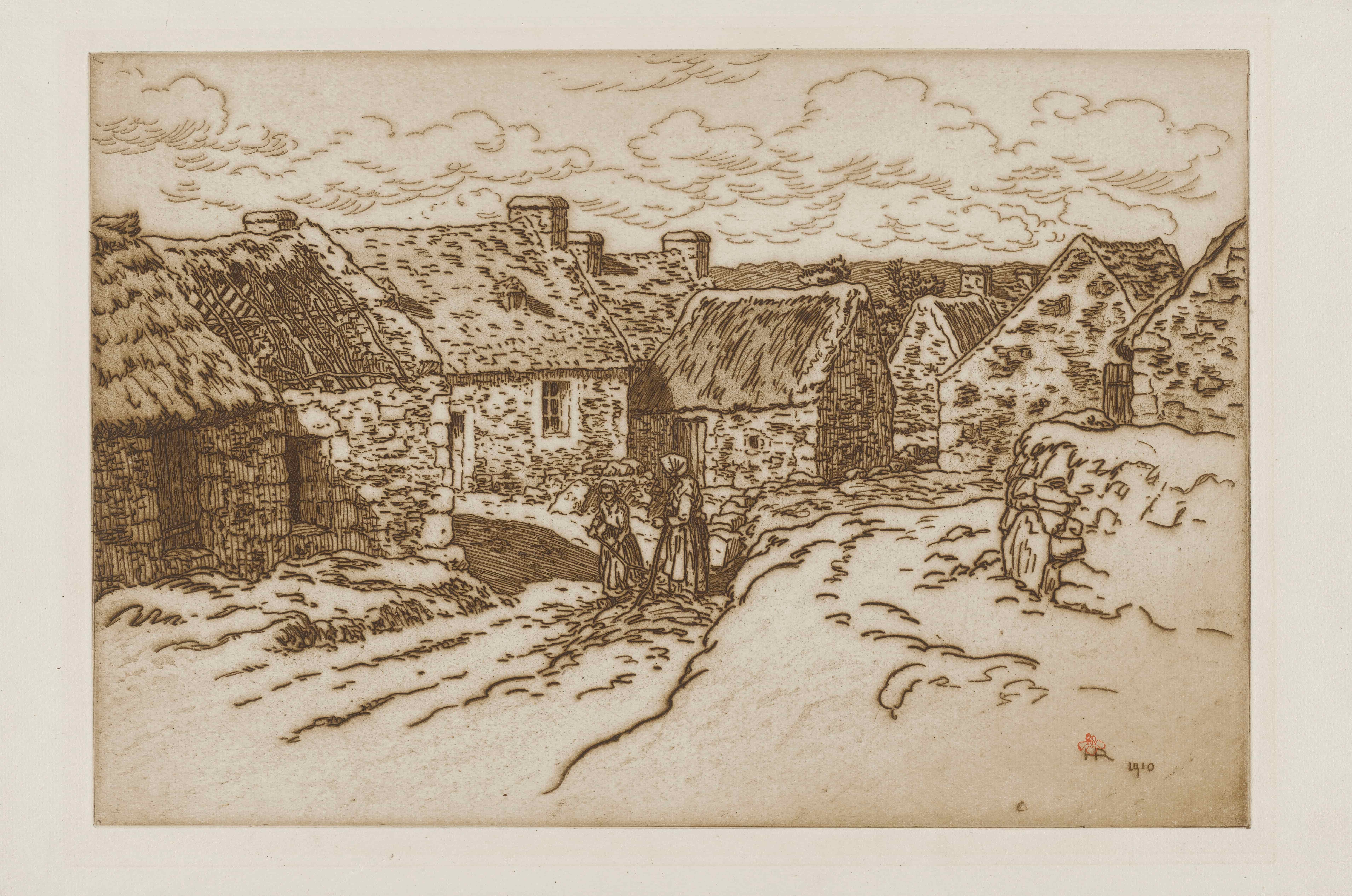 《莫加特的两名农妇》（Two peasant women in Morgat）｜亨利·里维埃 Henri Rivière｜1910
