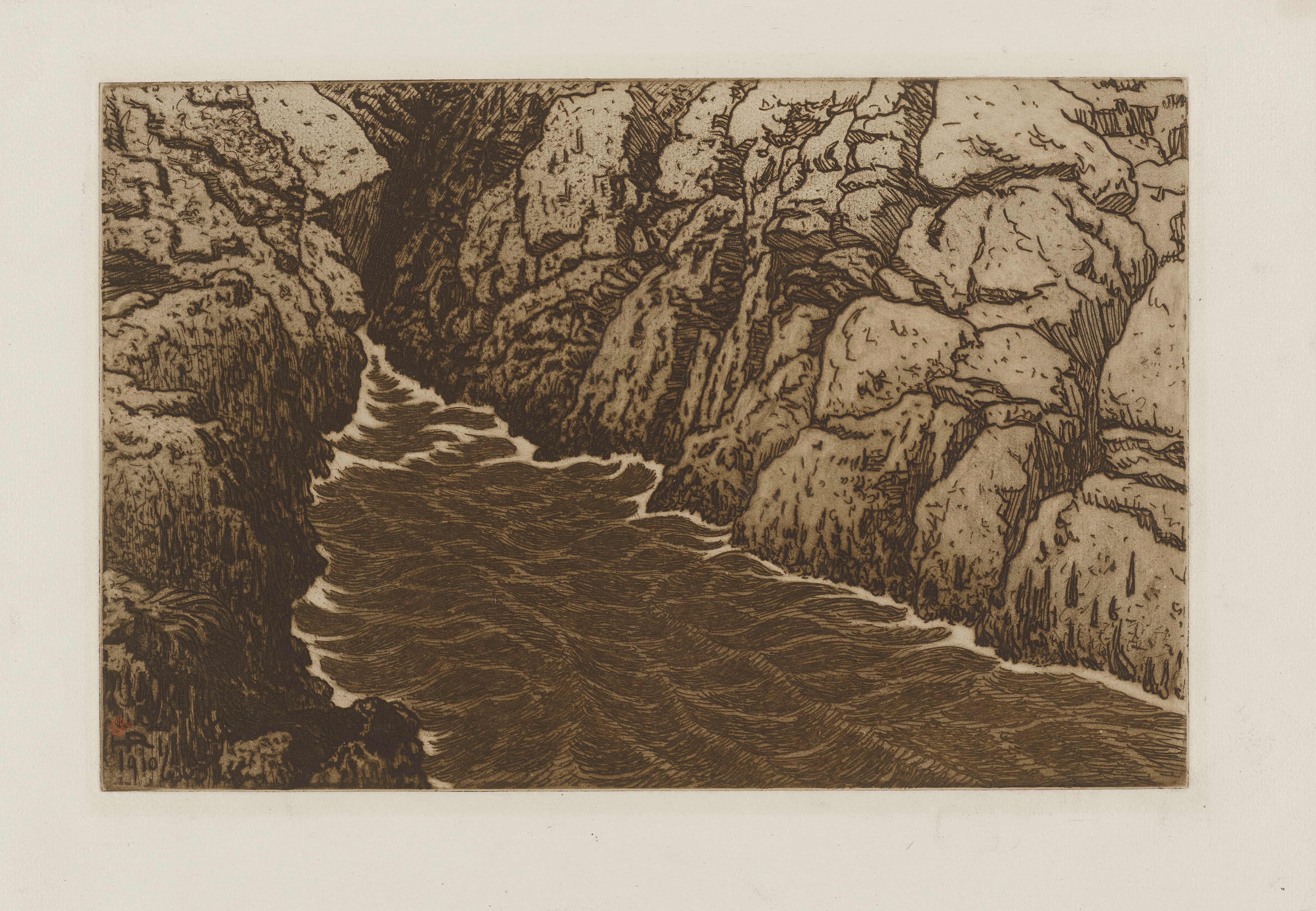 《波浪研究——通道》（Wave study – the channel）｜亨利·里维埃 Henri Rivière｜1910