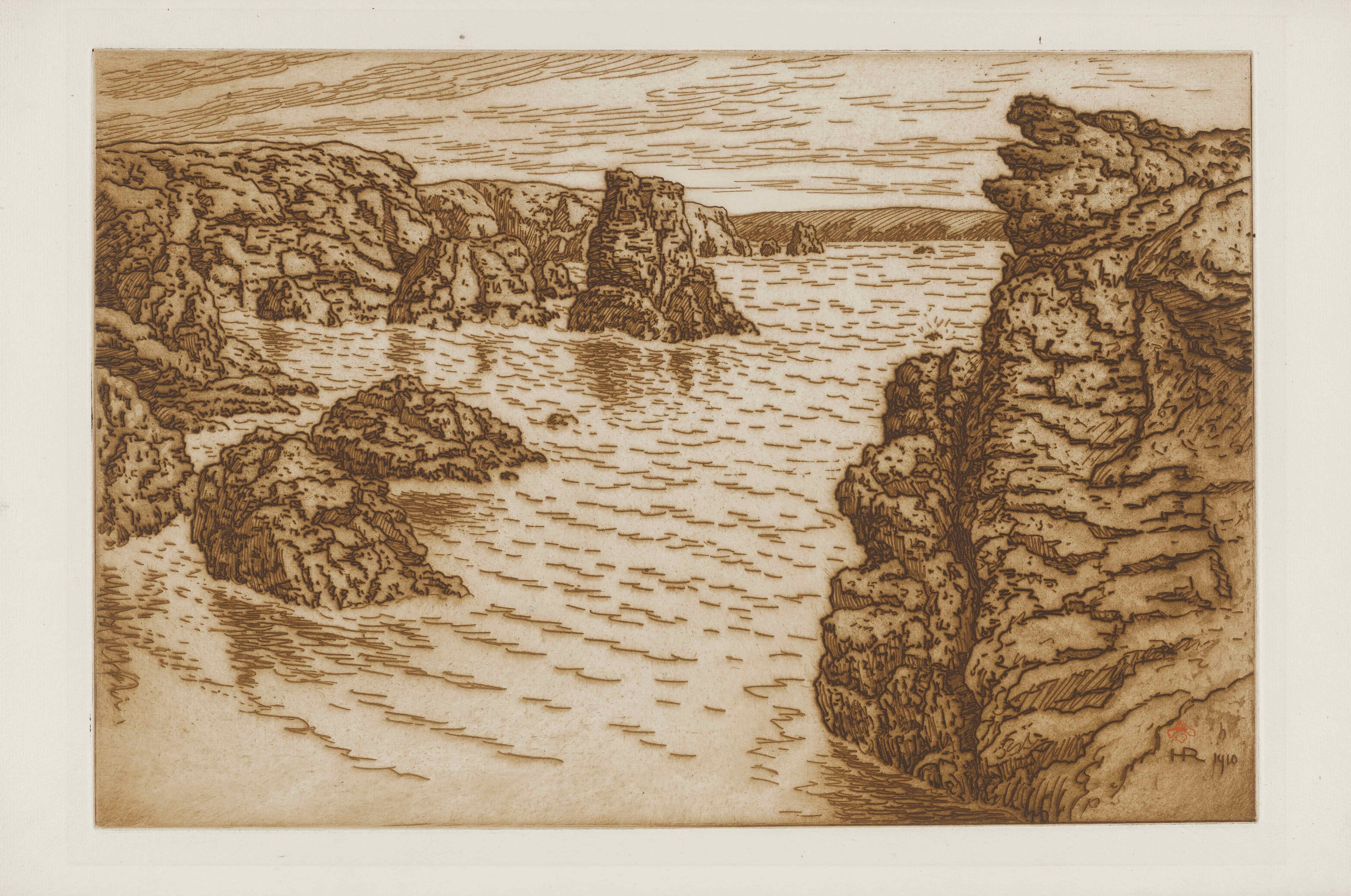 《贝尔岛的 Pointe des Poulains》（The Pointe des Poulains in Belle-Isle）｜亨利·里维埃 Henri Rivière｜1910