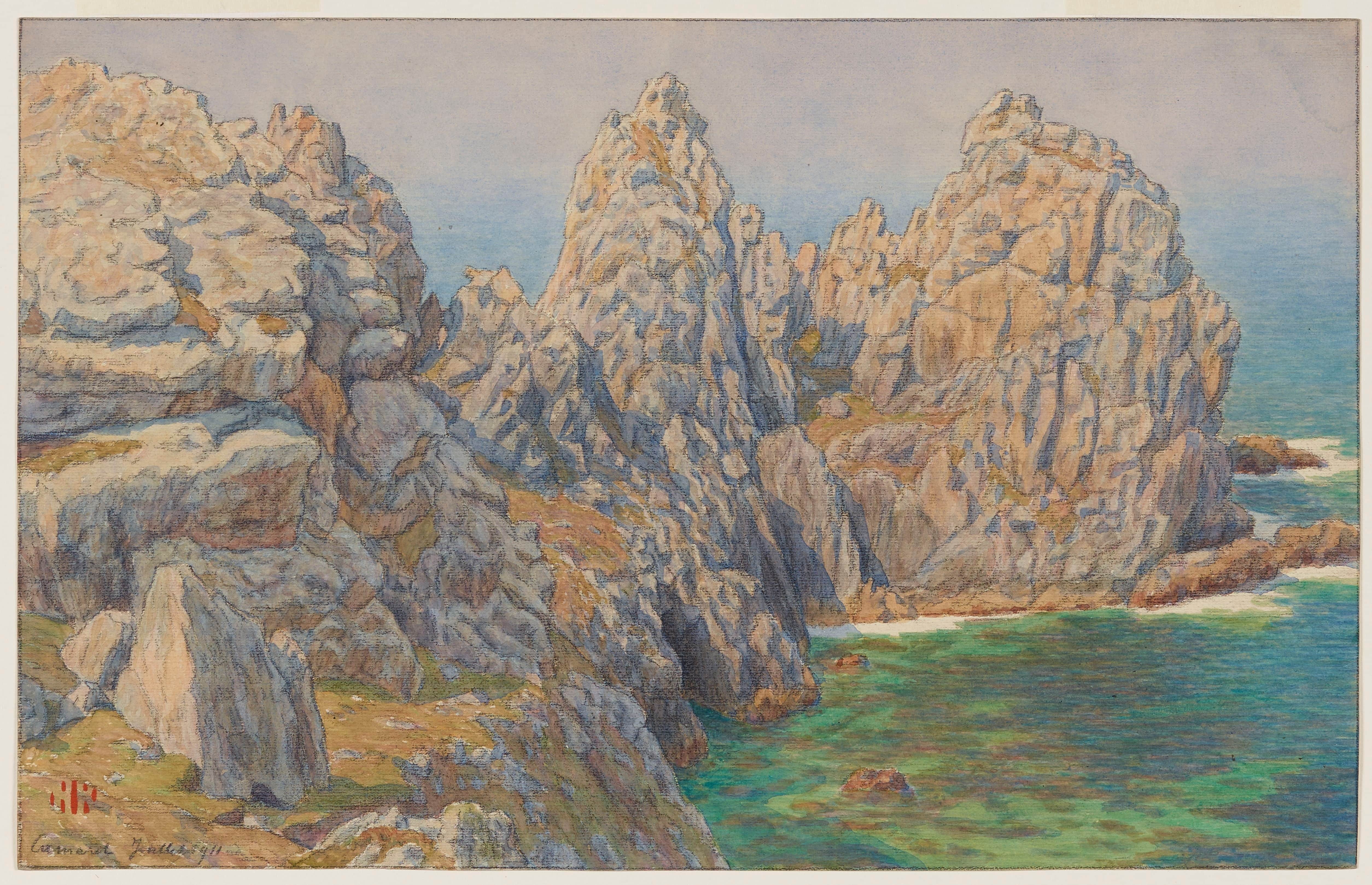 《那堆豌豆。卡马雷特》（The pile of peas. Camaret）｜亨利·里维埃 Henri Rivière｜1911