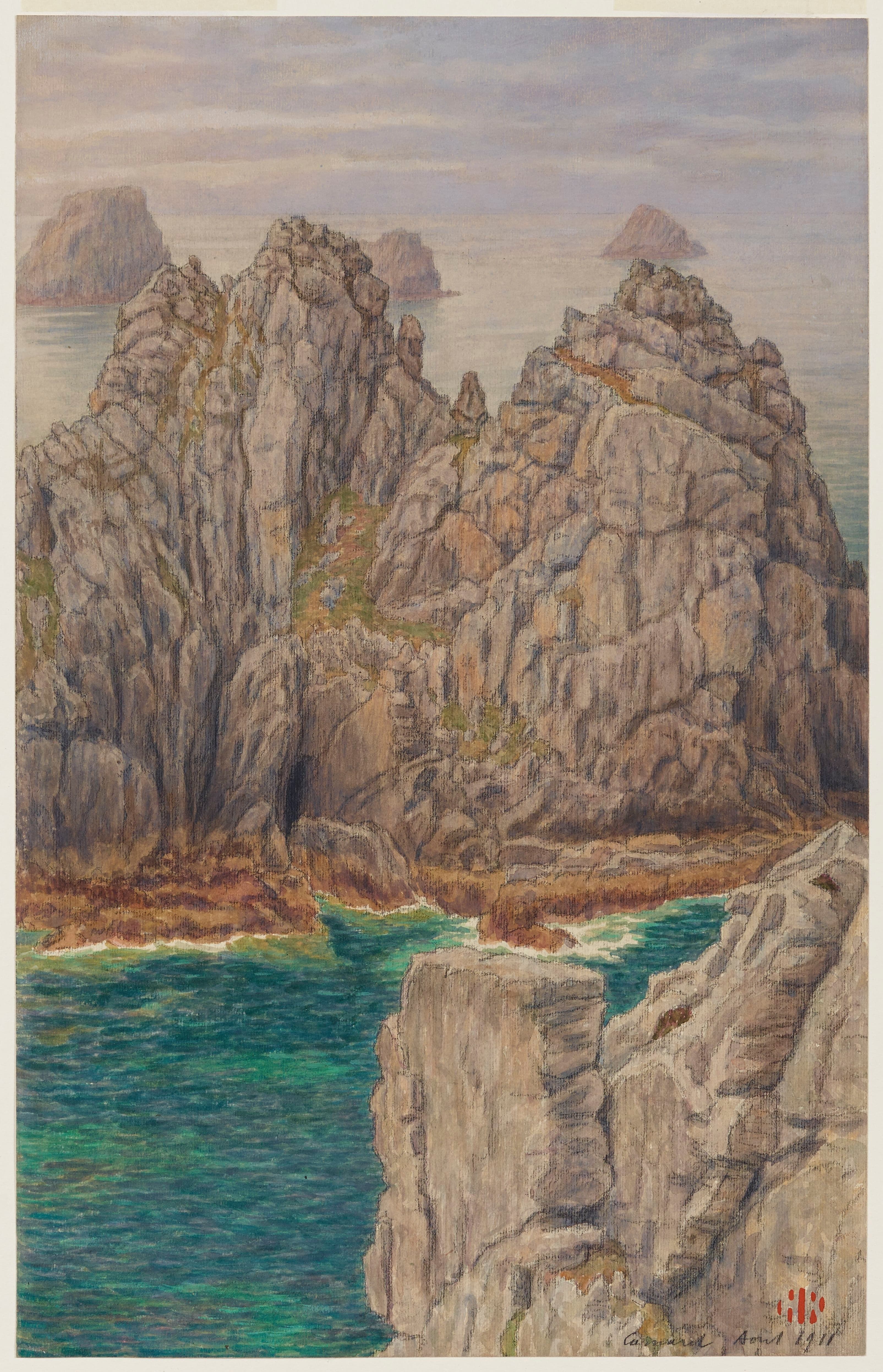 《成堆的豌豆。卡马雷特》（The piles of peas. Camaret）｜亨利·里维埃 Henri Rivière｜1911