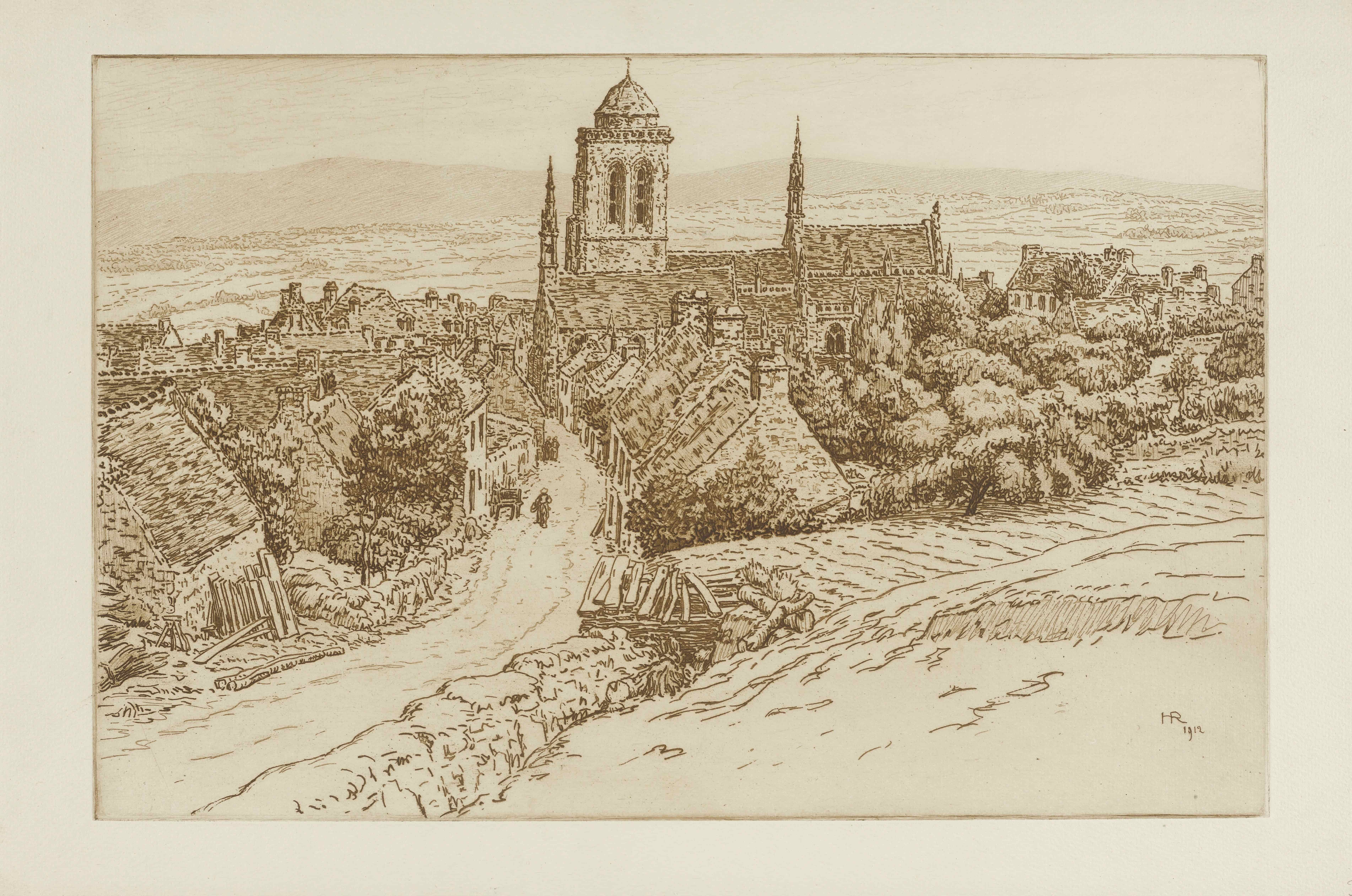 《洛克罗南》（Locronan）｜亨利·里维埃 Henri Rivière｜1912