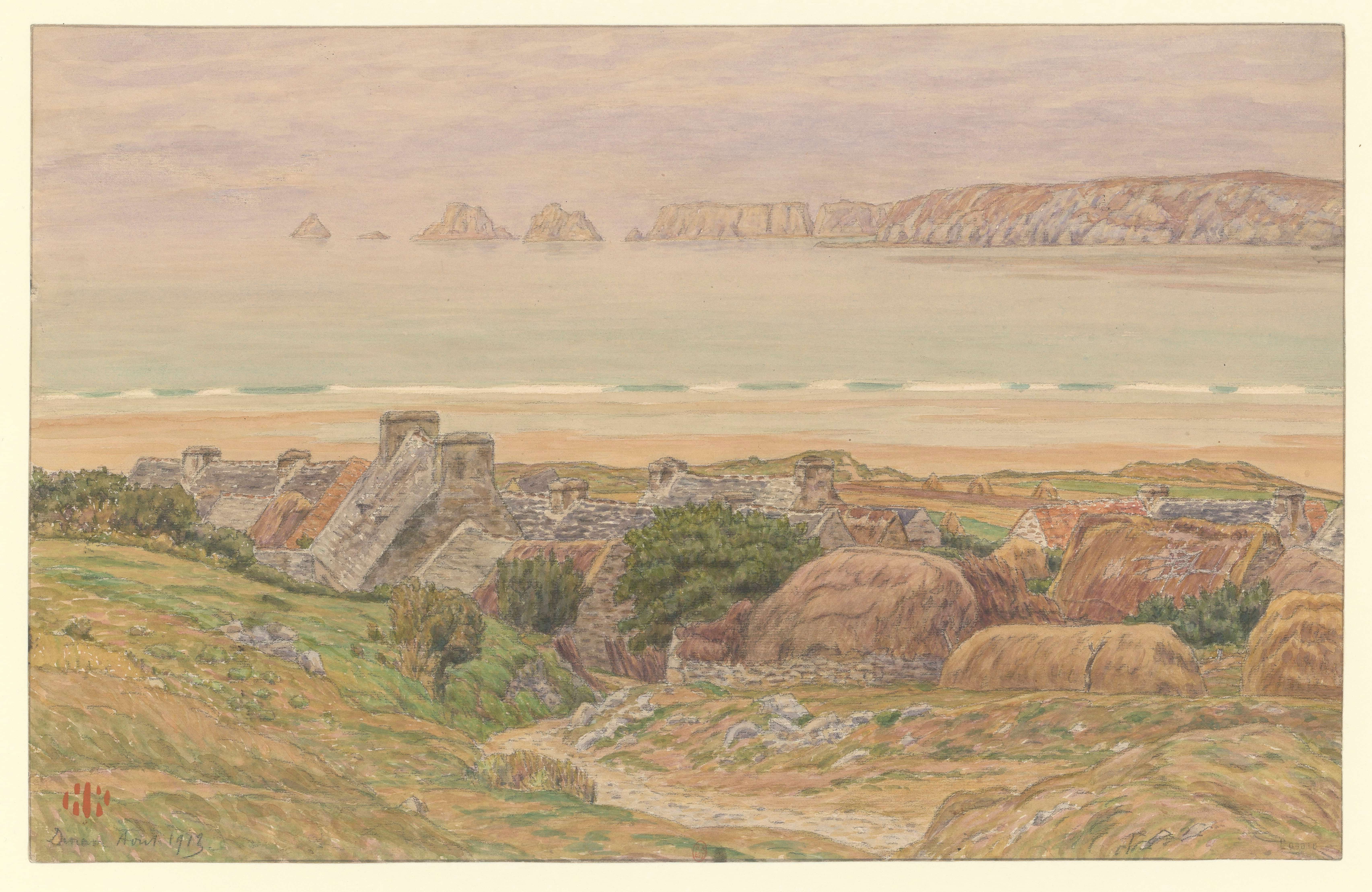 《迪南（莫加特附近的迪南村）》（Dinan (village of Dinan near Morgat)）｜亨利·里维埃 Henri Rivière｜1913