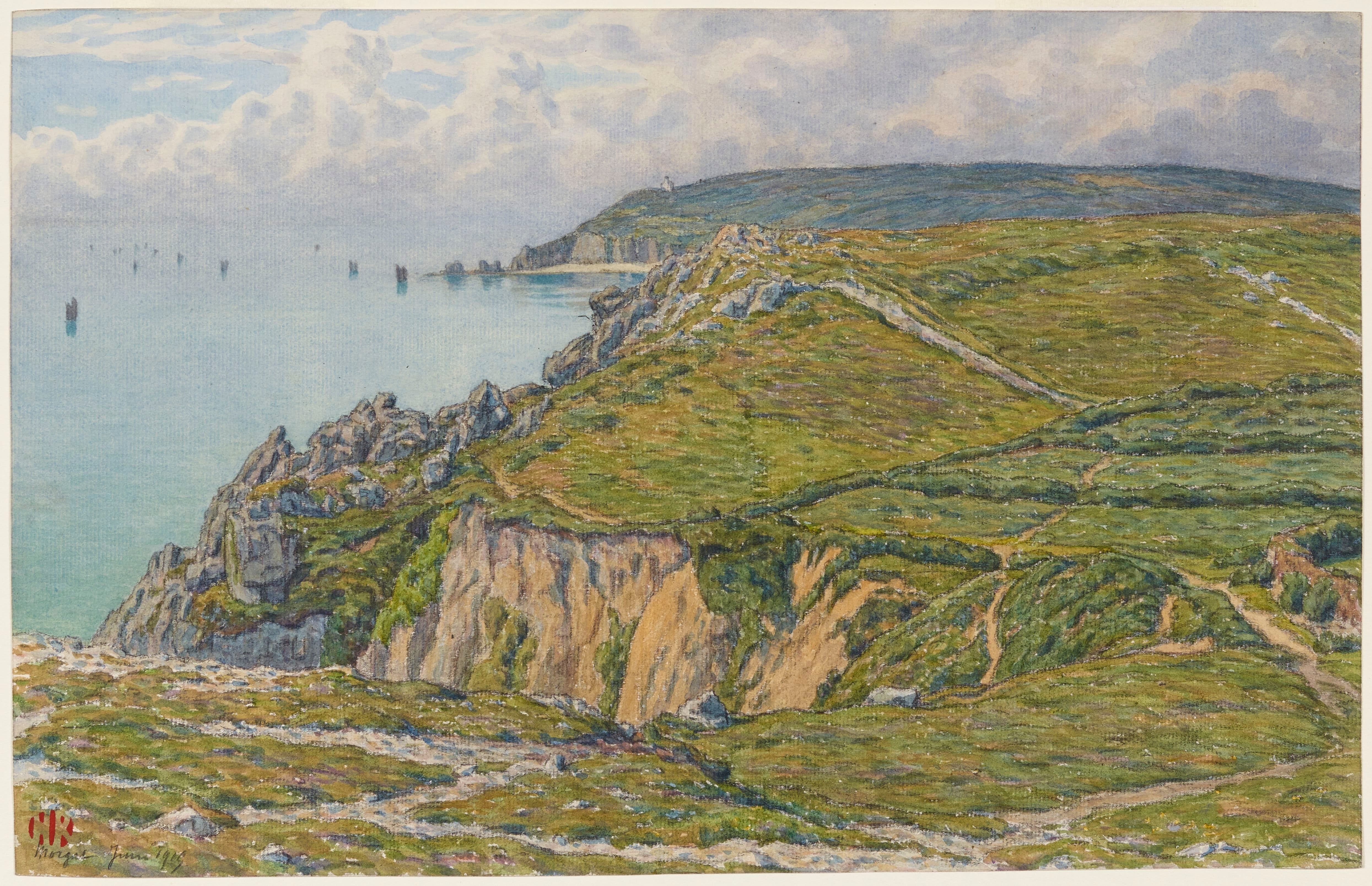 《莫尔加特马洪港的暴风雨早晨》（Stormy morning in Port-Mahon, Morgat）｜亨利·里维埃 Henri Rivière｜1915