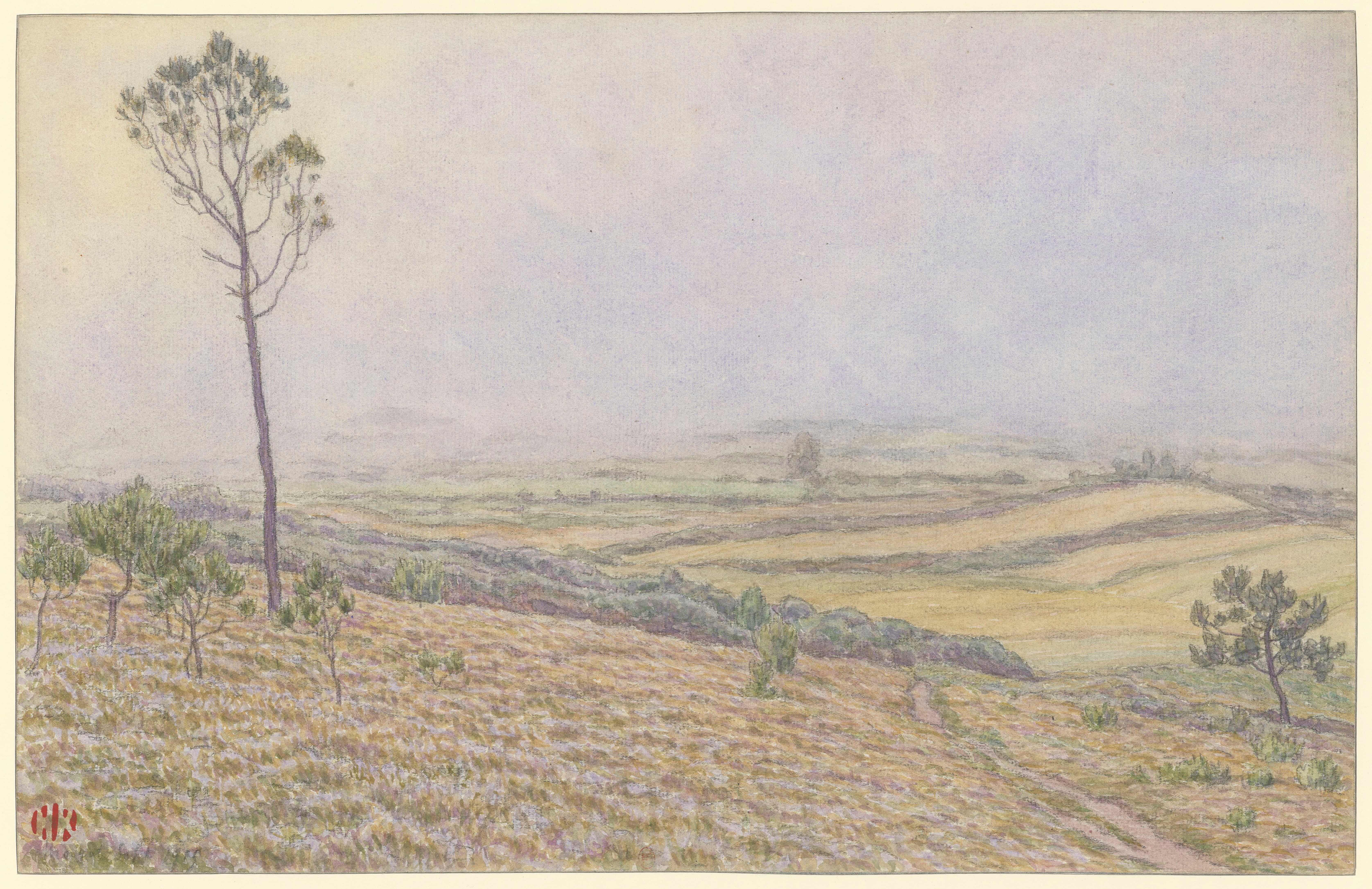 《莫加特、莱奎菲涅克停泊在雾中》（Morgat, Lequiffiniec moors in the mist）｜亨利·里维埃 Henri Rivière｜1915