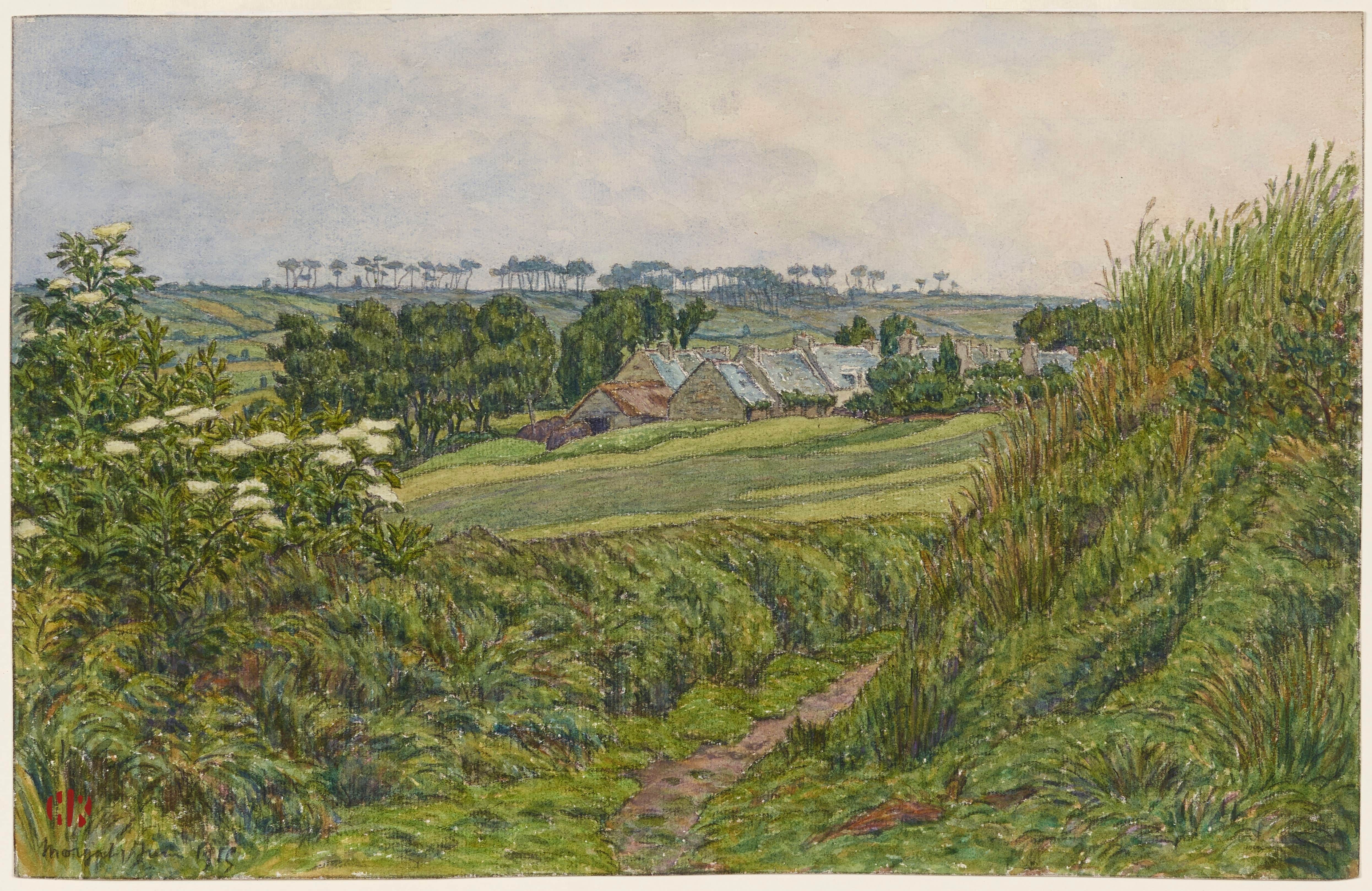 《莱斯奎芬克的春天。莫加特》（Spring in Lesquiffinec. Morgat）｜亨利·里维埃 Henri Rivière｜1915