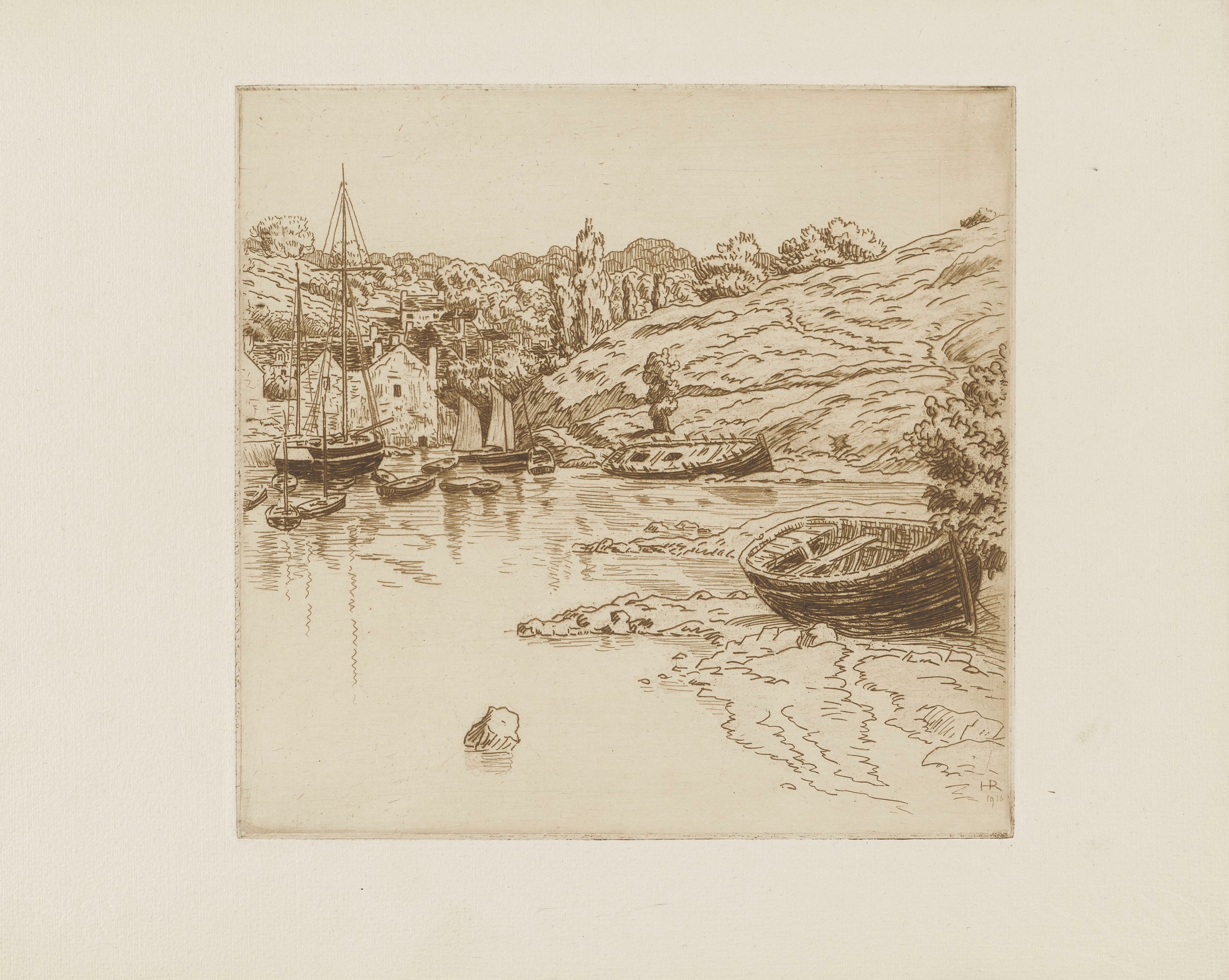 《阿文桥》（Pont Aven）｜亨利·里维埃 Henri Rivière｜1916