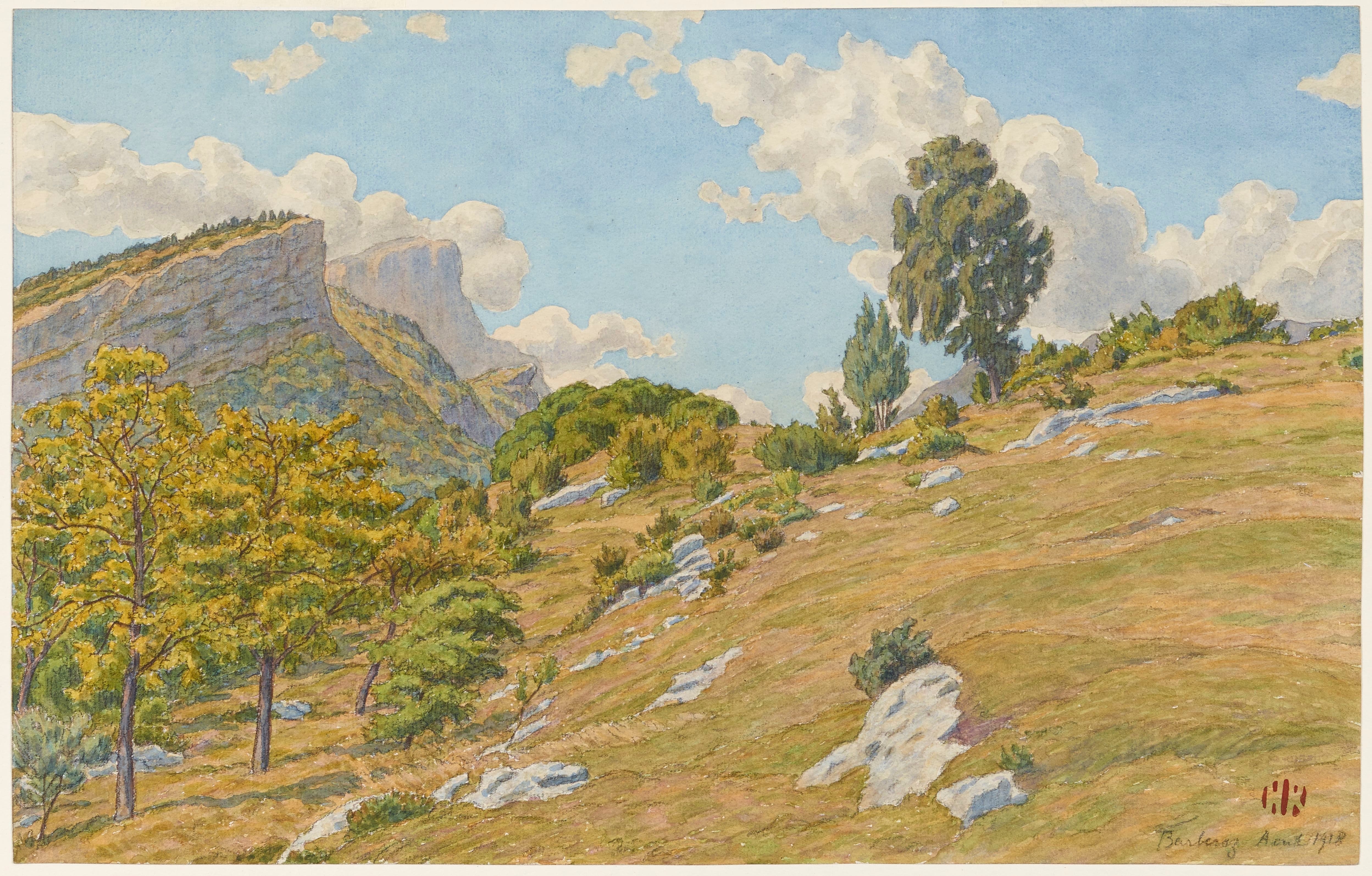 《巴贝拉兹高原》（Barberaz plateaus）｜亨利·里维埃 Henri Rivière｜1918