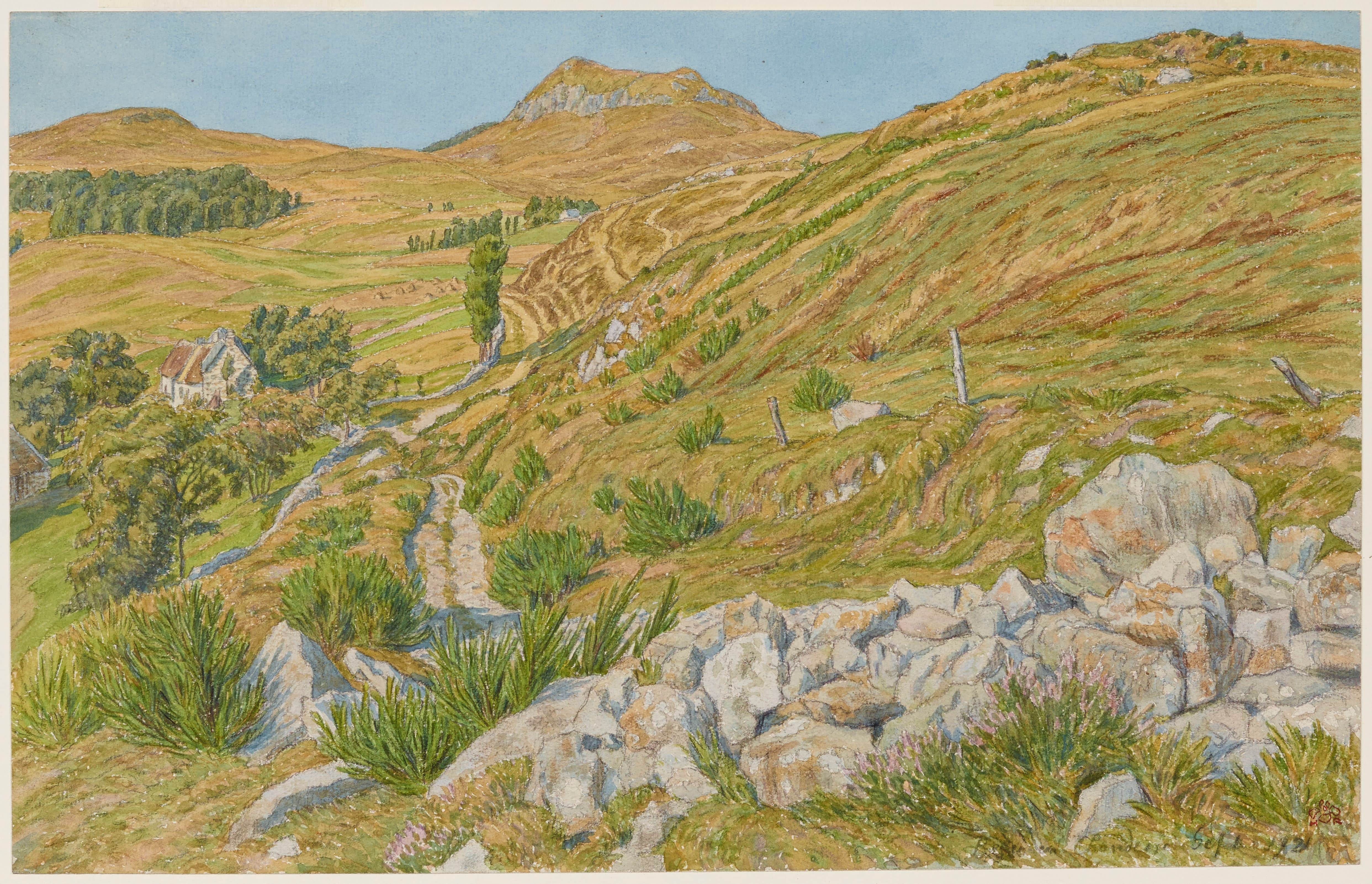 《Chandesse Besse-en-Chandesse 的田野 – Pertuyzat》（Fields in Chandesse Besse-en-Chandesse – Pertuyzat）｜亨利·里维埃 Henri Rivière｜1921