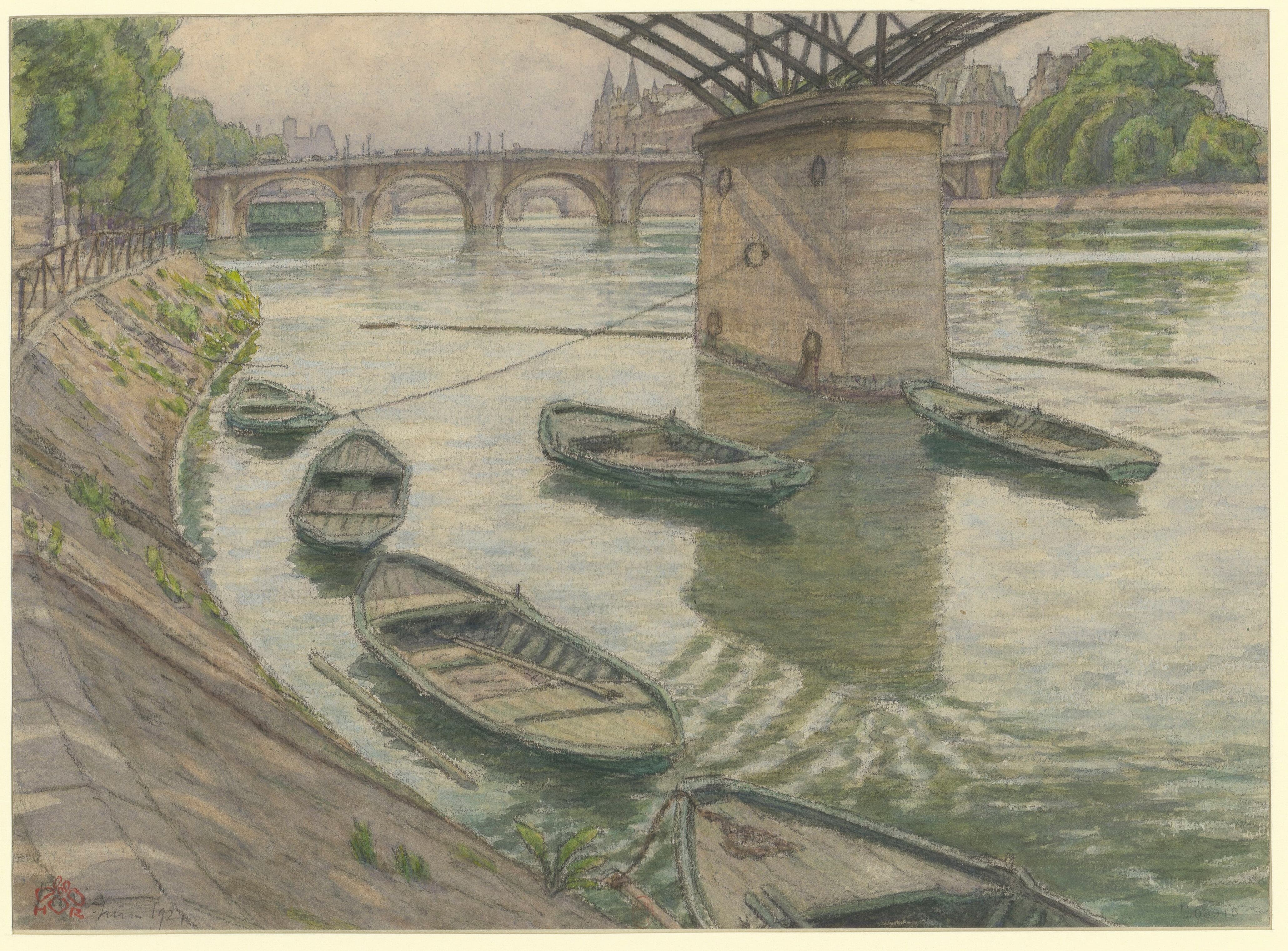 《巴黎（卢浮宫码头）》（Paris (Quai du Louvre)）｜亨利·里维埃 Henri Rivière｜1921