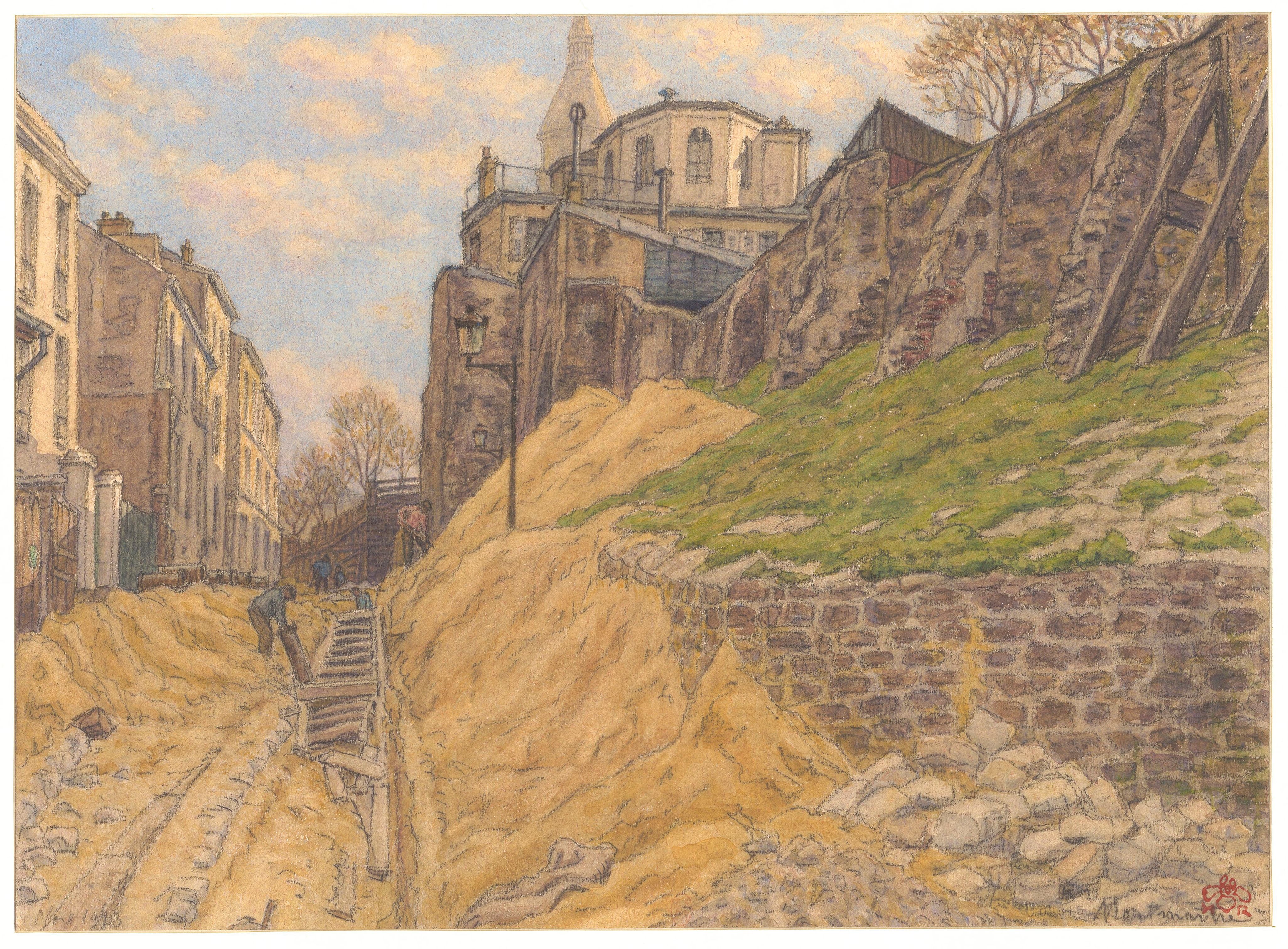 《蒙马特高地（科尔托街）》（Montmartre (rue Cortot)）｜亨利·里维埃 Henri Rivière｜1923
