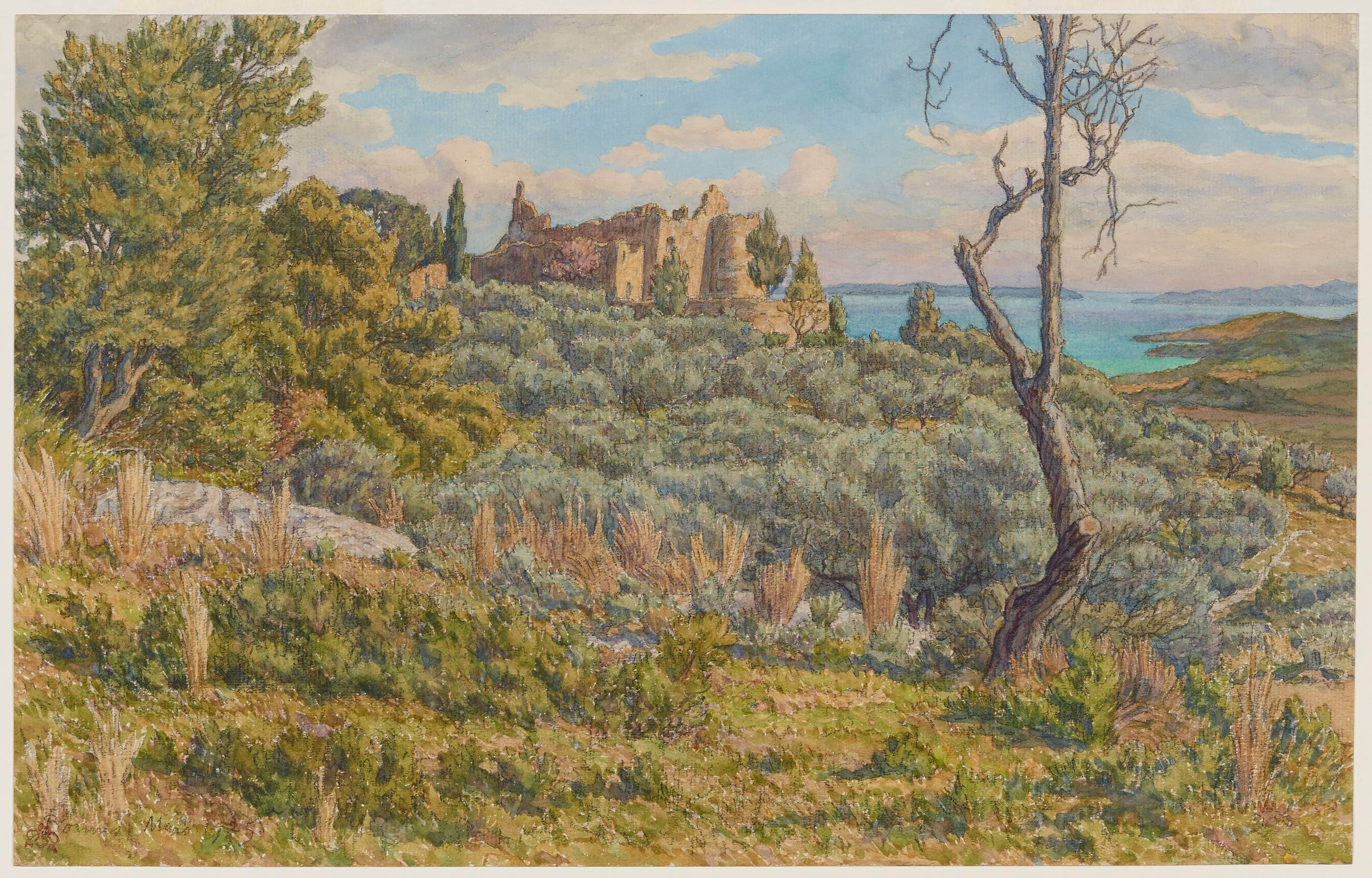《古老的城堡。博尔梅斯》（The old castle. Bormes）｜亨利·里维埃 Henri Rivière｜1925