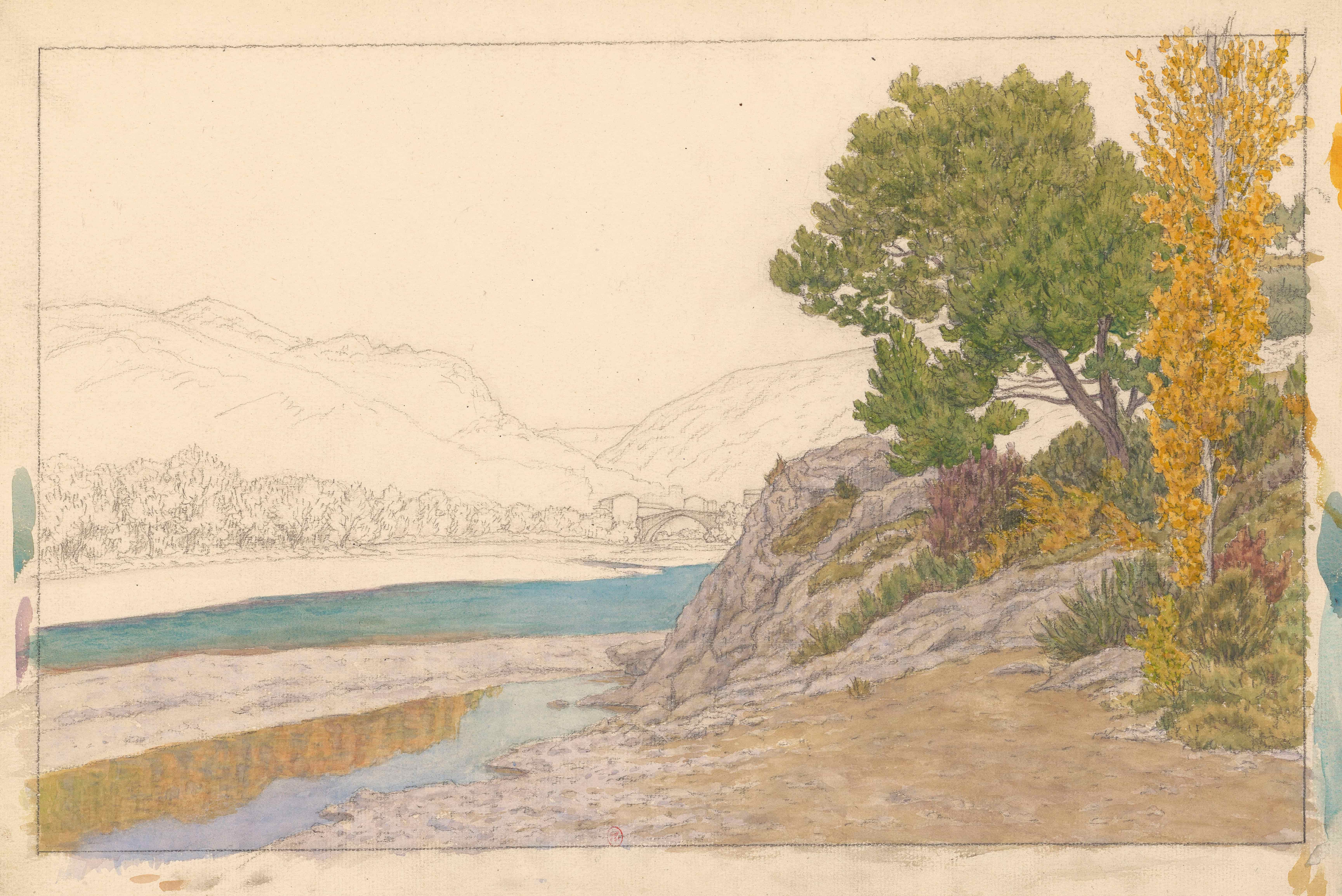 《布伊莱巴罗尼, 乌韦兹》（Buis-les-Baronnies, Ouvèze）｜亨利·里维埃 Henri Rivière｜1926