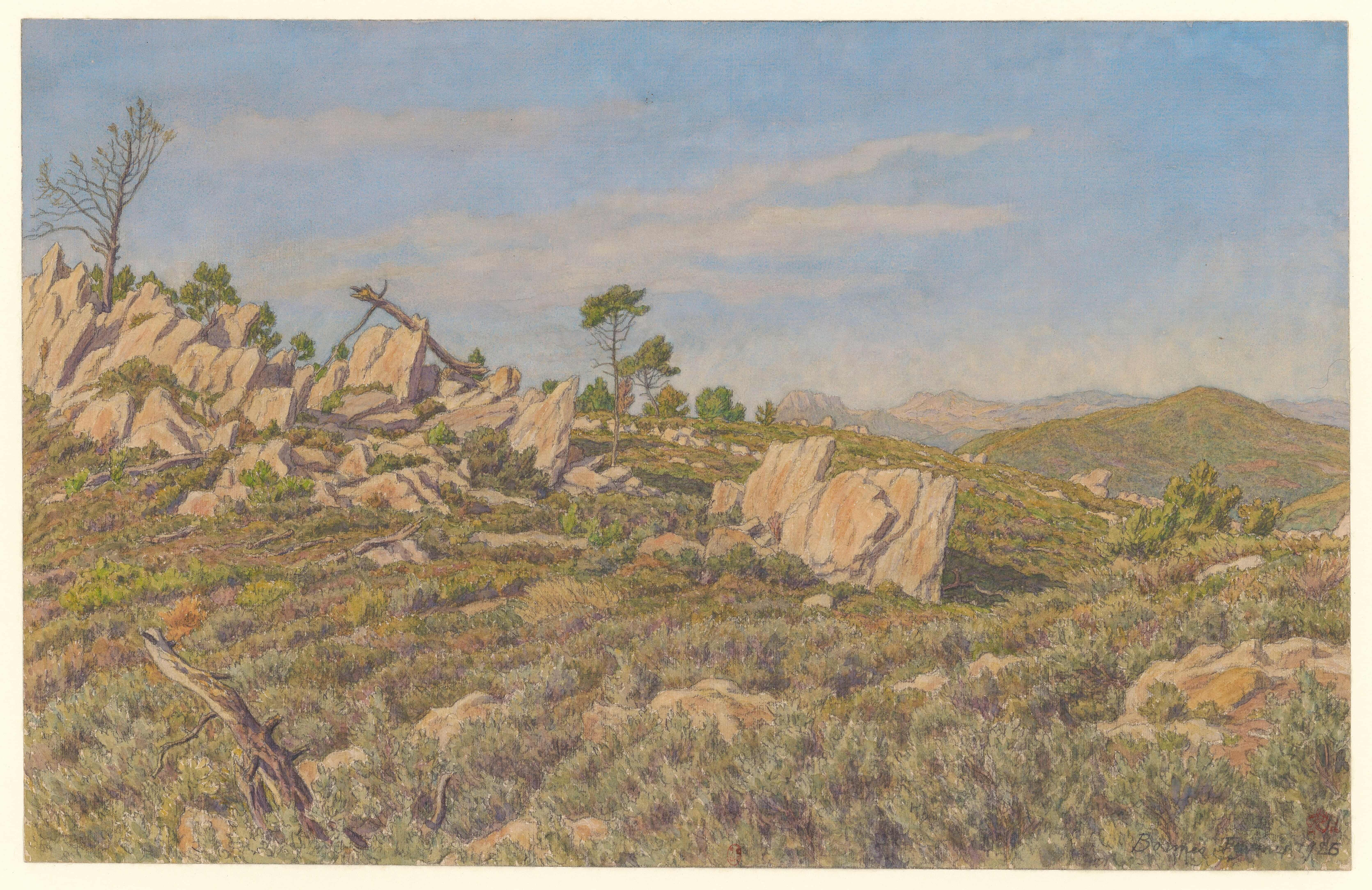 《博尔梅斯》（Bormes）｜亨利·里维埃 Henri Rivière｜1926
