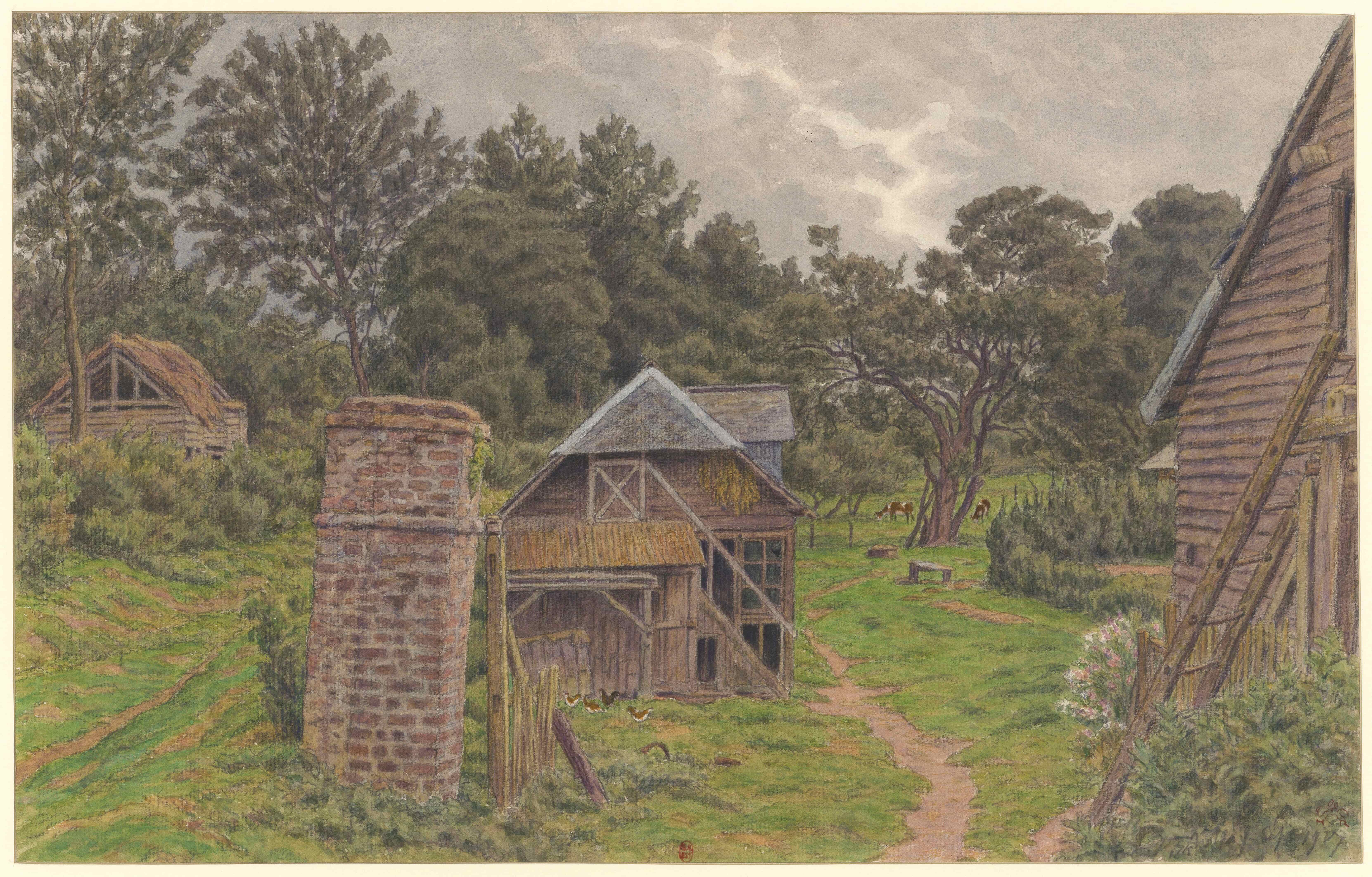 《Auffay（奥菲农场入口）》（Auffay (farm entrance in Auffay)）｜亨利·里维埃 Henri Rivière｜1927