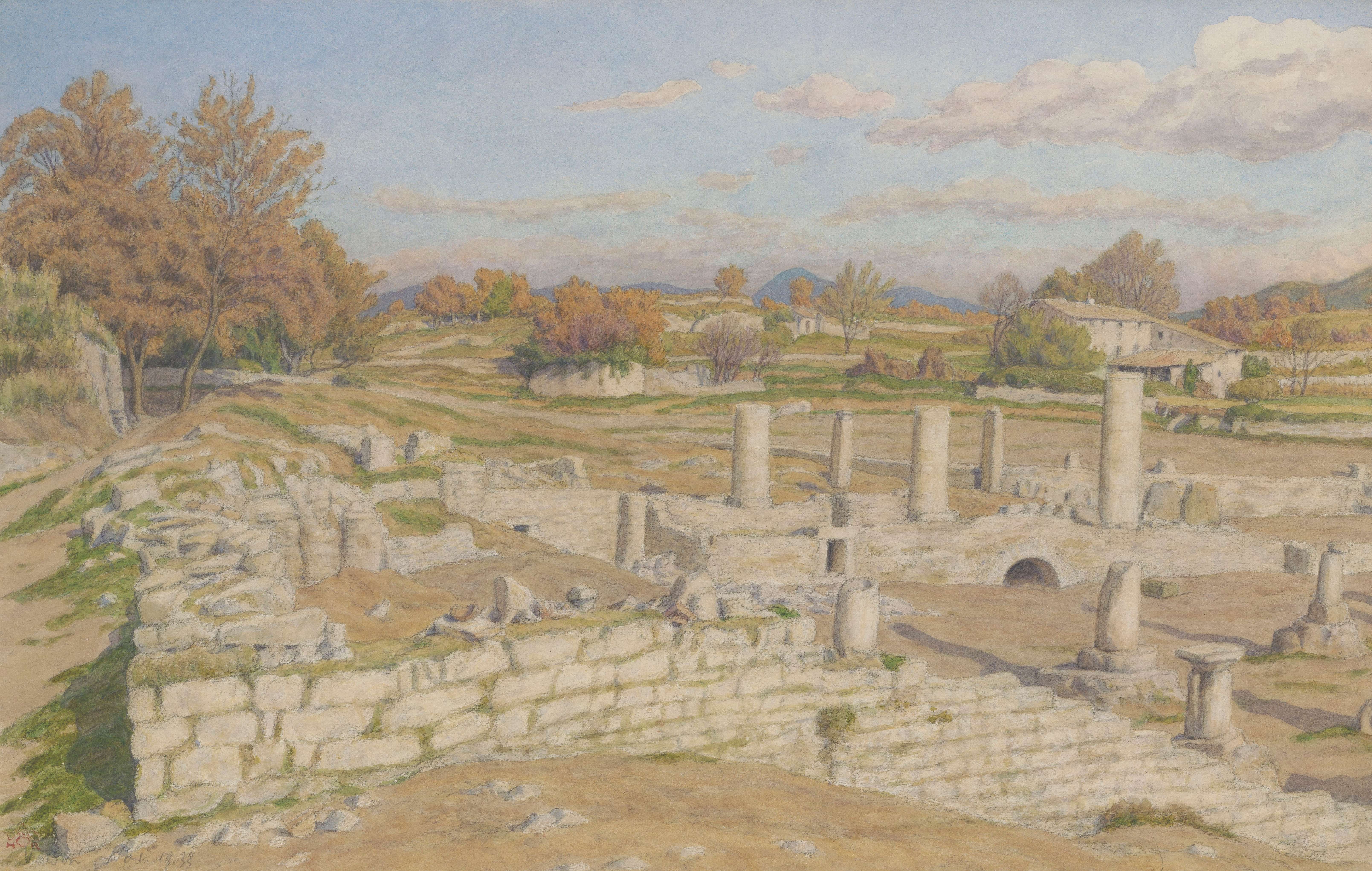 《维森 (Vaison)，罗马维森遗址》（Vaison, the Roman ruins of Vaison）｜亨利·里维埃 Henri Rivière｜1933