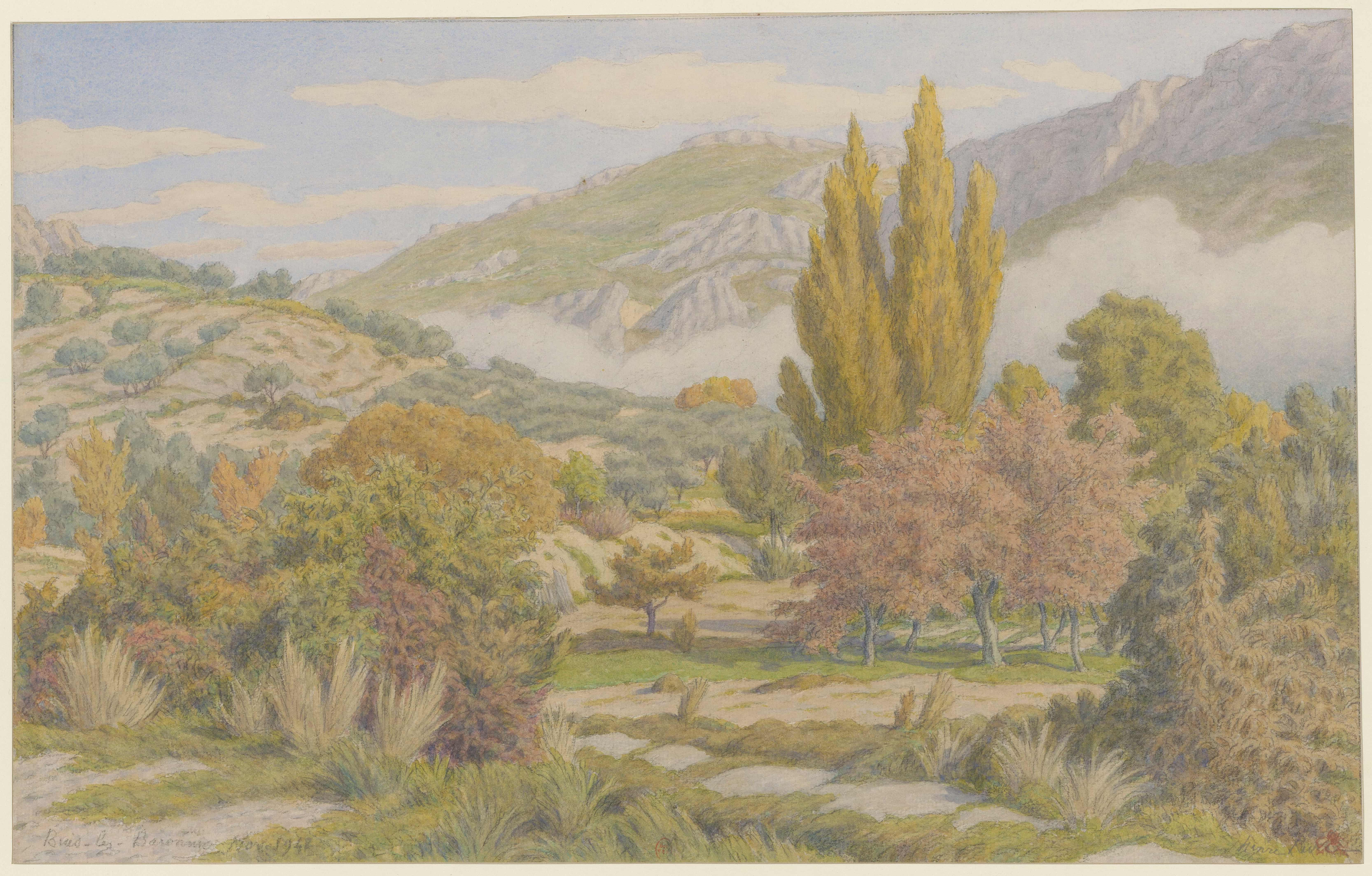 《Buis-les-Baronnies, Ouzève 山谷》（Buis-les-Baronnies, Ouzève valley）｜亨利·里维埃 Henri Rivière｜1942
