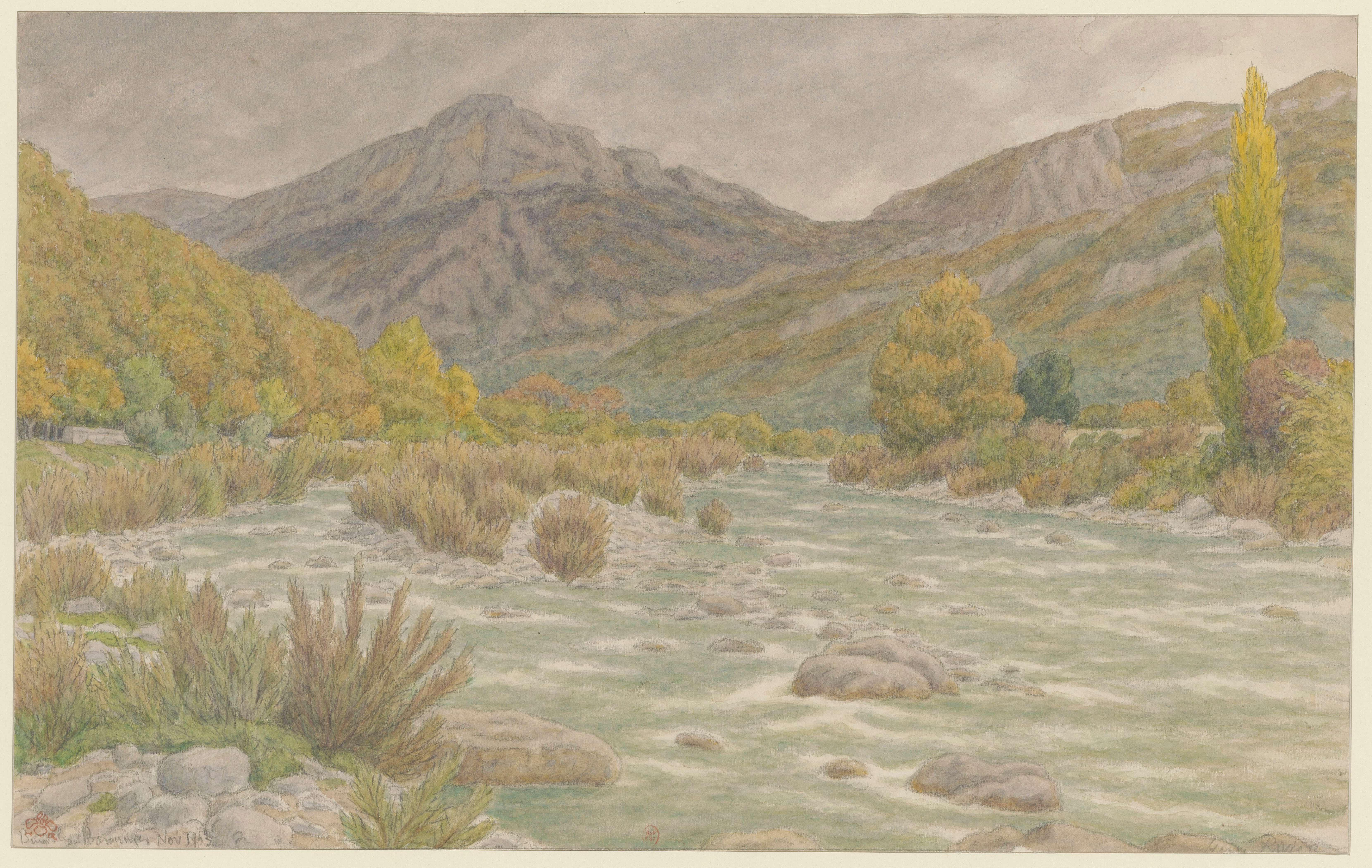 《Buis-les Baronnies, 乌泽夫》（Buis-les Baronnies, Ouzève）｜亨利·里维埃 Henri Rivière｜1943