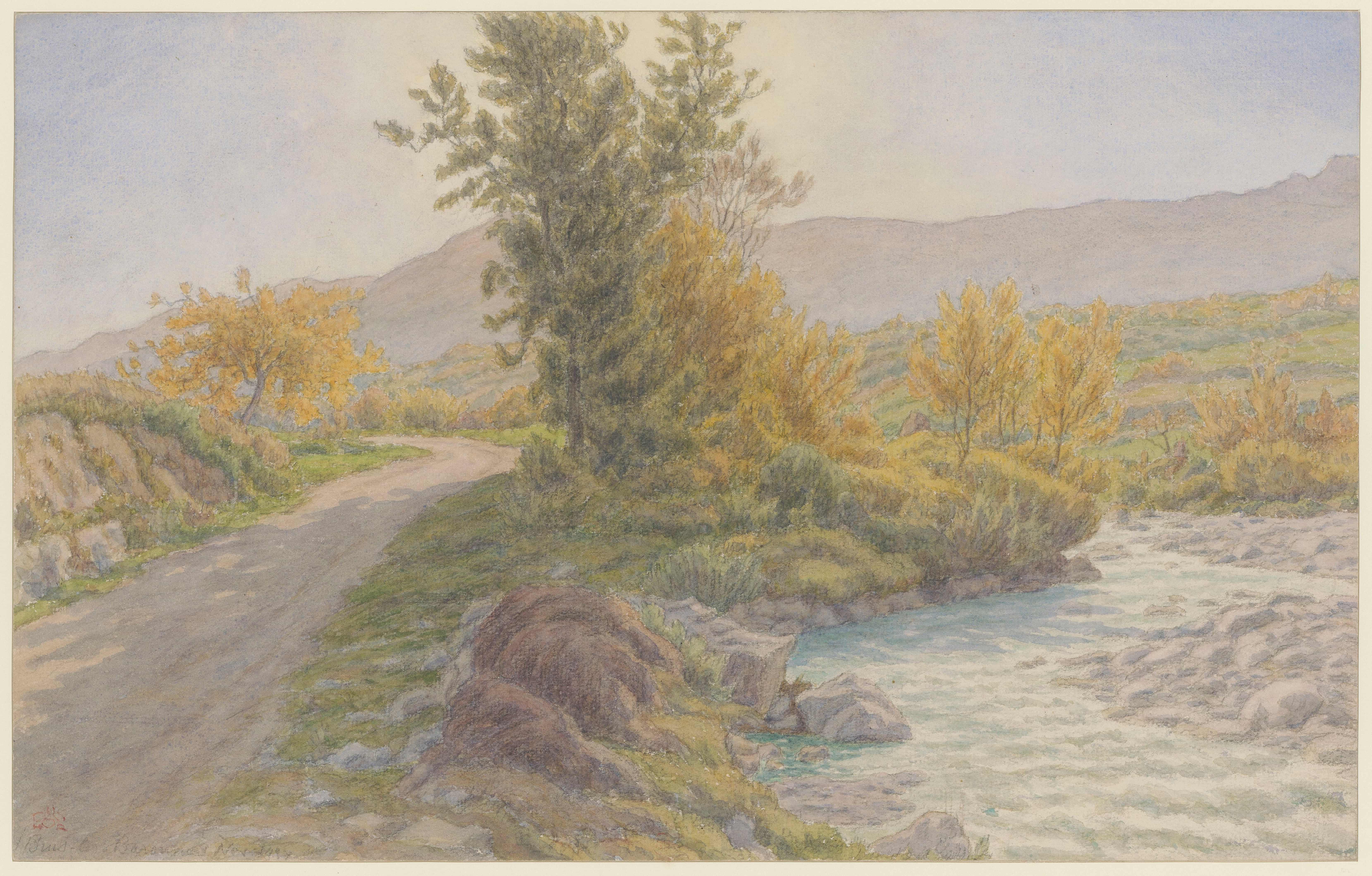 《Buis-les-Baronnies，梅农河畔》（Buis-les-Baronnies, banks of the Menon）｜亨利·里维埃 Henri Rivière｜1943