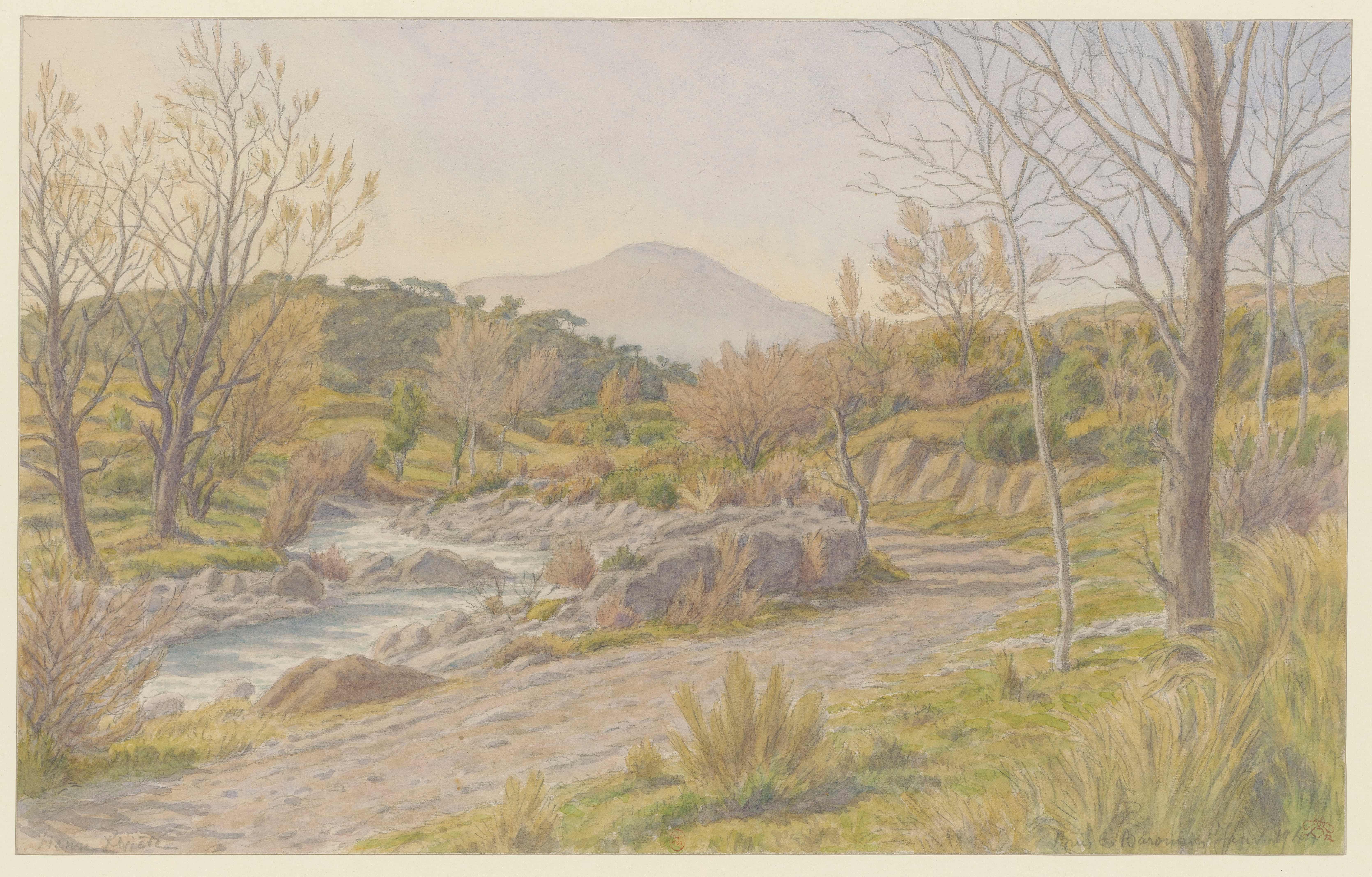 《Buis-les-Baronnies，勒梅农，冬天的下午》（Buis-les-Baronnies, Le Menon, winter afternoon）｜亨利·里维埃 Henri Rivière｜1944