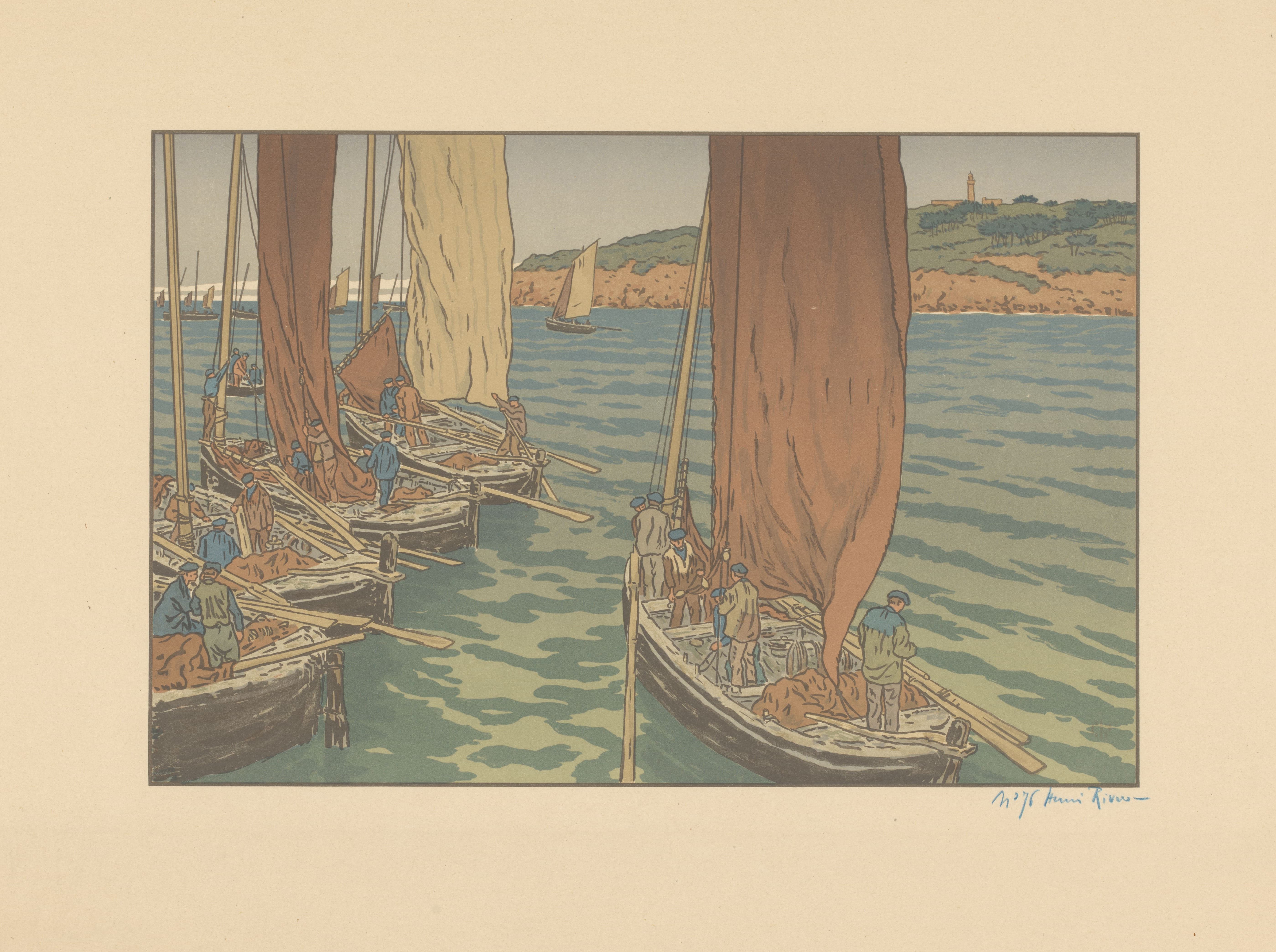 《渔船》（Fishing boats）｜亨利·里维埃 Henri Rivière｜不明