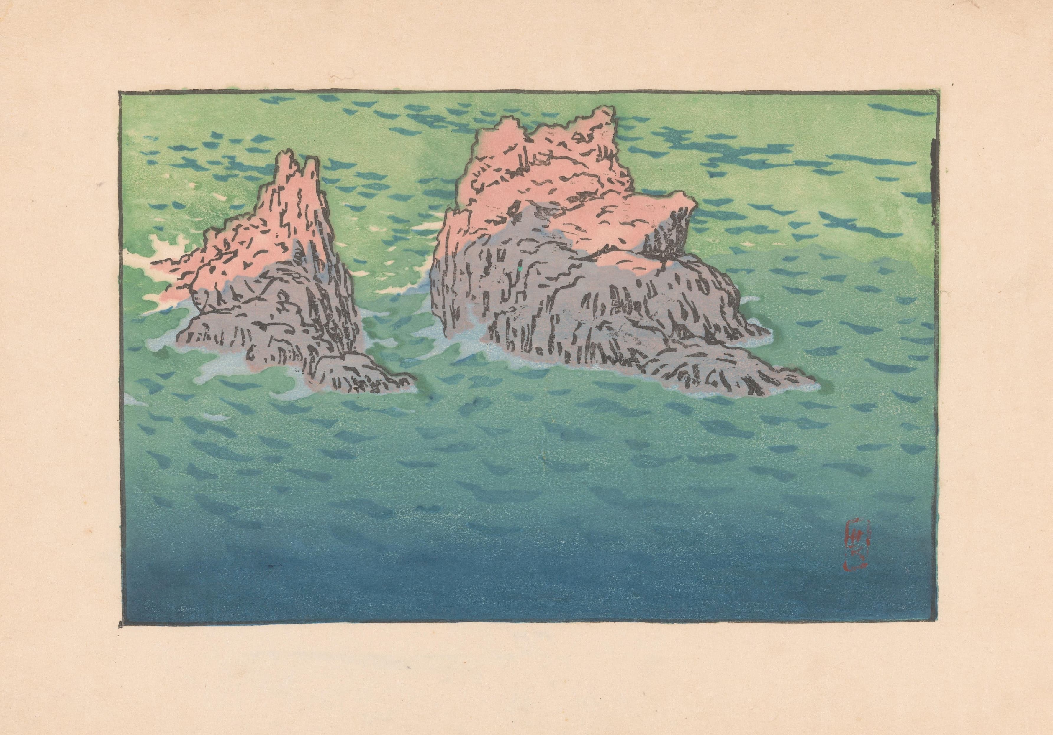 《水中的岩石》（Rocks in water）｜亨利·里维埃 Henri Rivière｜不明