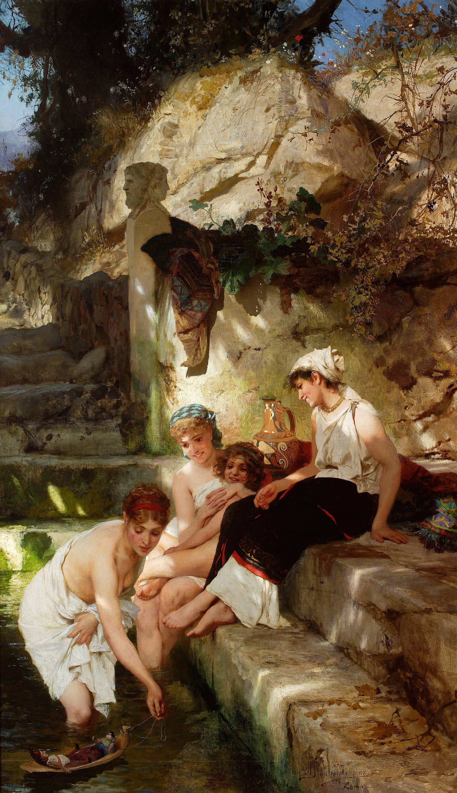 《沐浴之前（田园诗）》（Before a Bath (Idyll)）｜亨里克·谢米拉茨基 Henryk Siemiradzki｜1885-1890