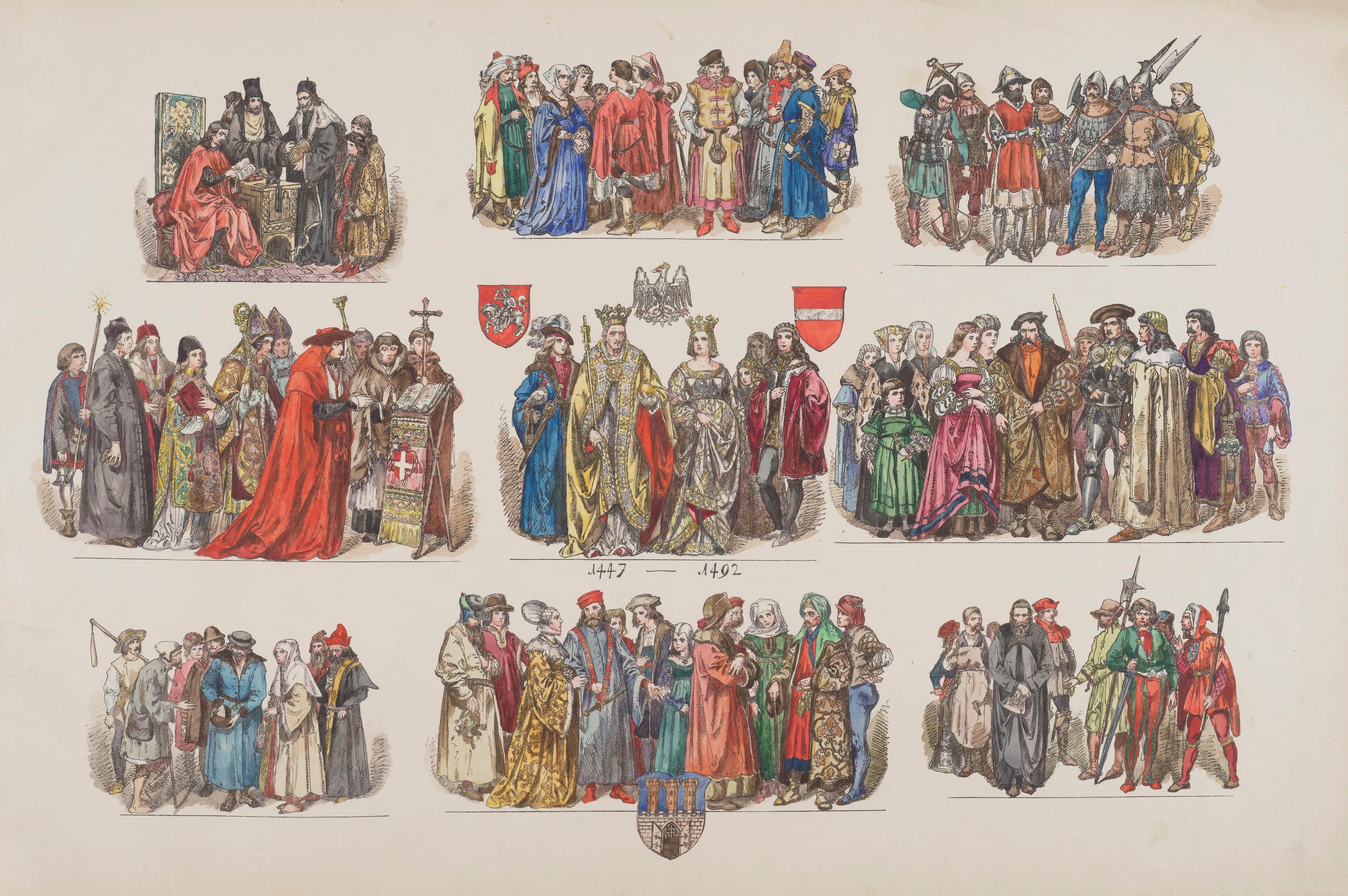 《波兰的服装 – 1200-1795 Pl.04》（Clothing in Poland – 1200-1795 Pl.04）｜扬·马泰伊科 Jan Matejko｜1875